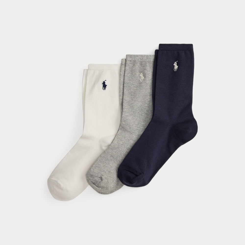 EMBROIDERED PONY CREW SOCK 3-PACK - BoUvy
