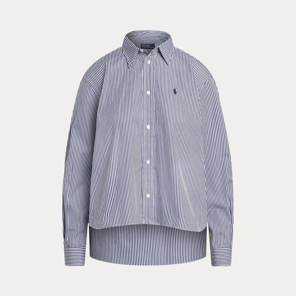 CROPPED BOXY STRIPED COTTON SHIRT - BoUvy