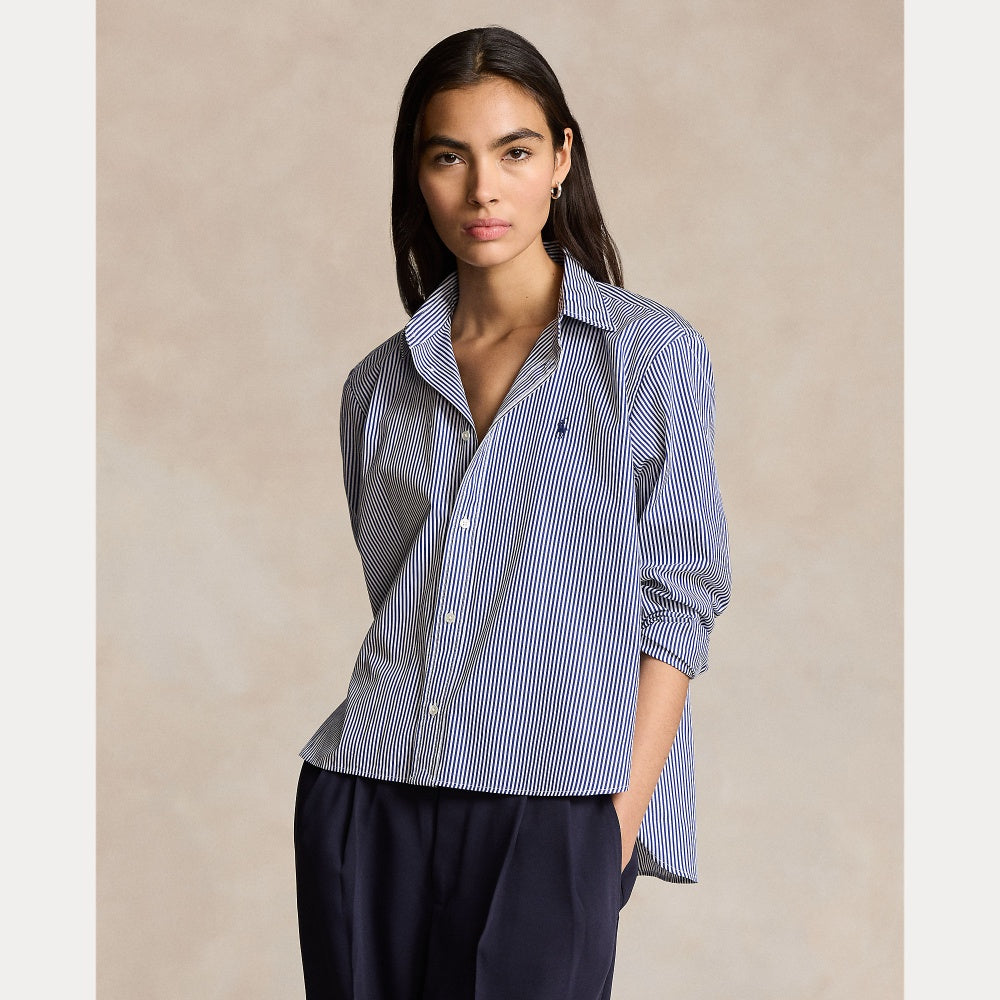 CROPPED BOXY STRIPED COTTON SHIRT - BoUvy