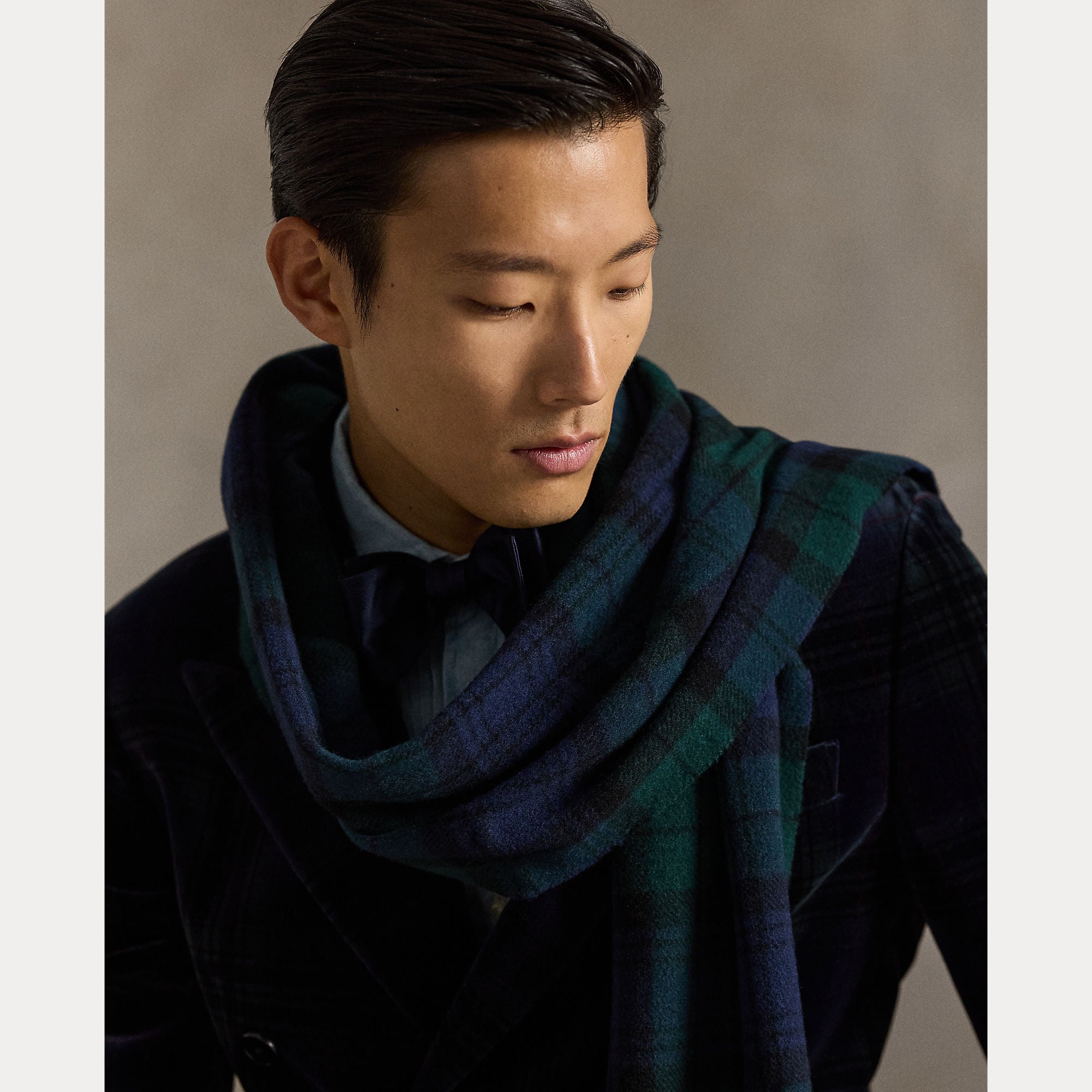 PLAID FRINGE WOOL SCARF | BoUvy