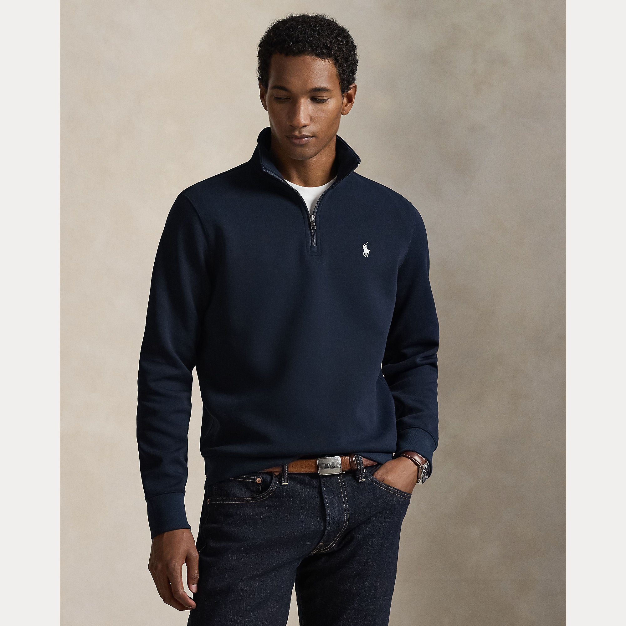 Double-Knit Quarter-Zip Pullover - BoUvy