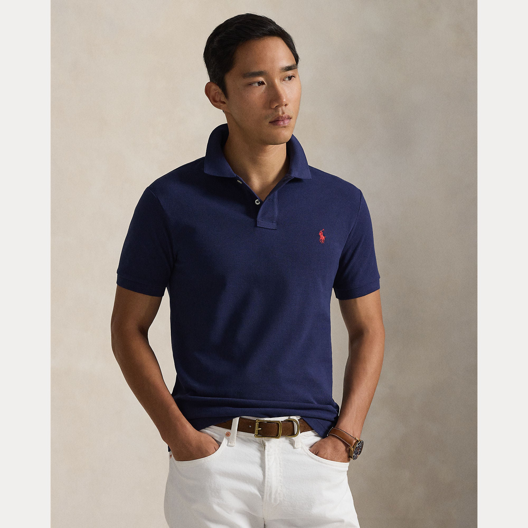 Slim Fit Mesh Polo Shirt - BoUvy