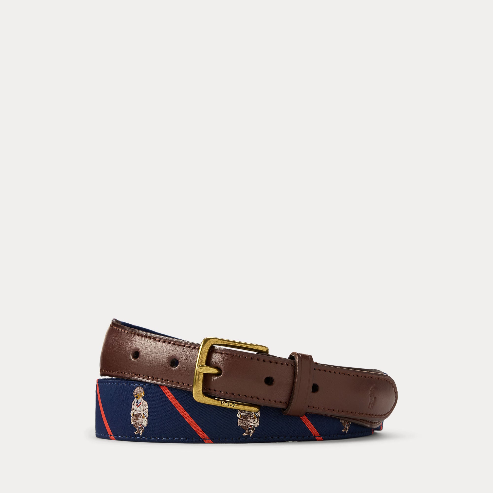 Polo Bear Leather-Trim Belt - BoUvy