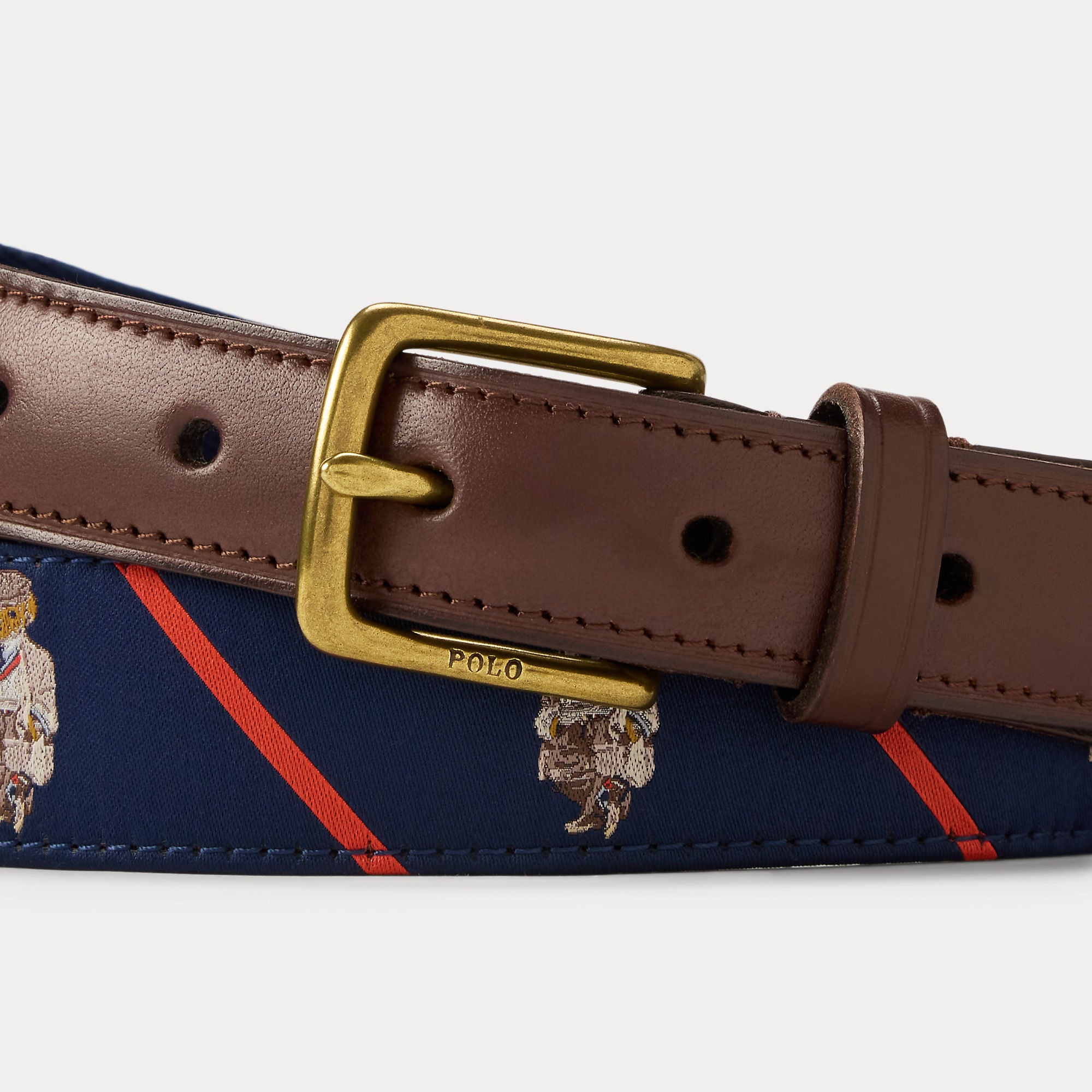 Polo Bear Leather-Trim Belt - BoUvy