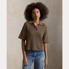 Striped Knit Cotton Polo Shirt - BoUvy