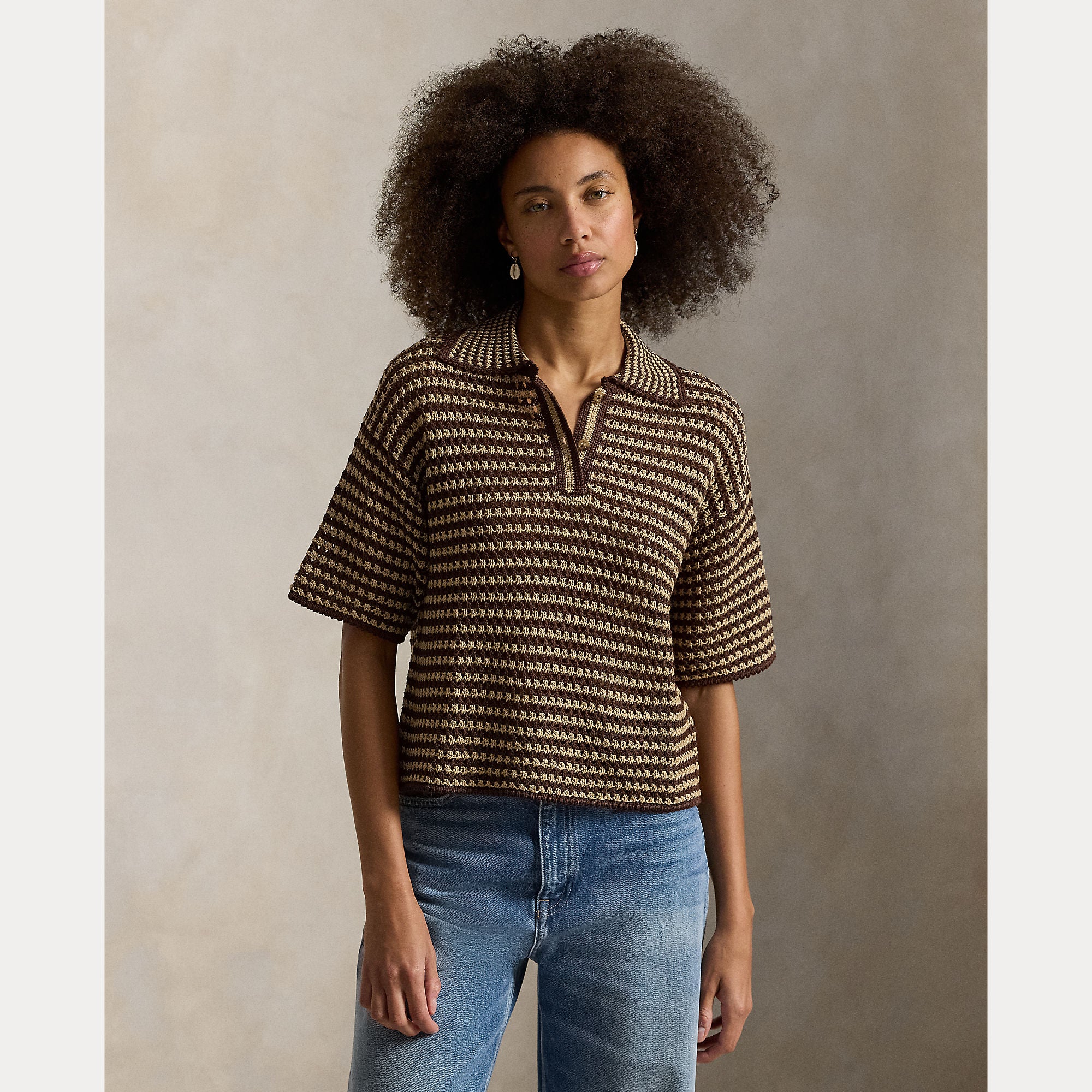 Striped Knit Cotton Polo Shirt - BoUvy