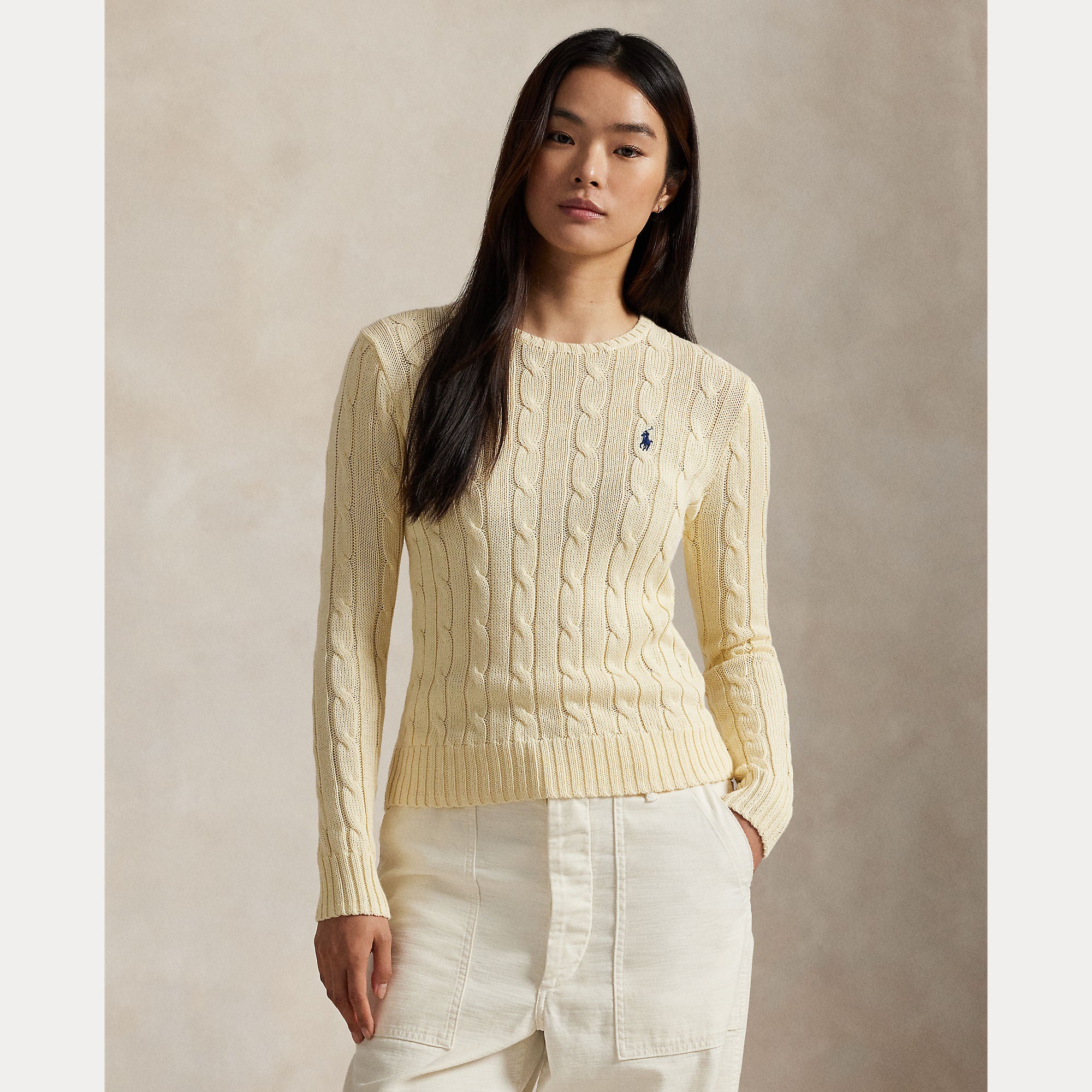 Cable-Knit Cotton Crewneck Sweater - BoUvy