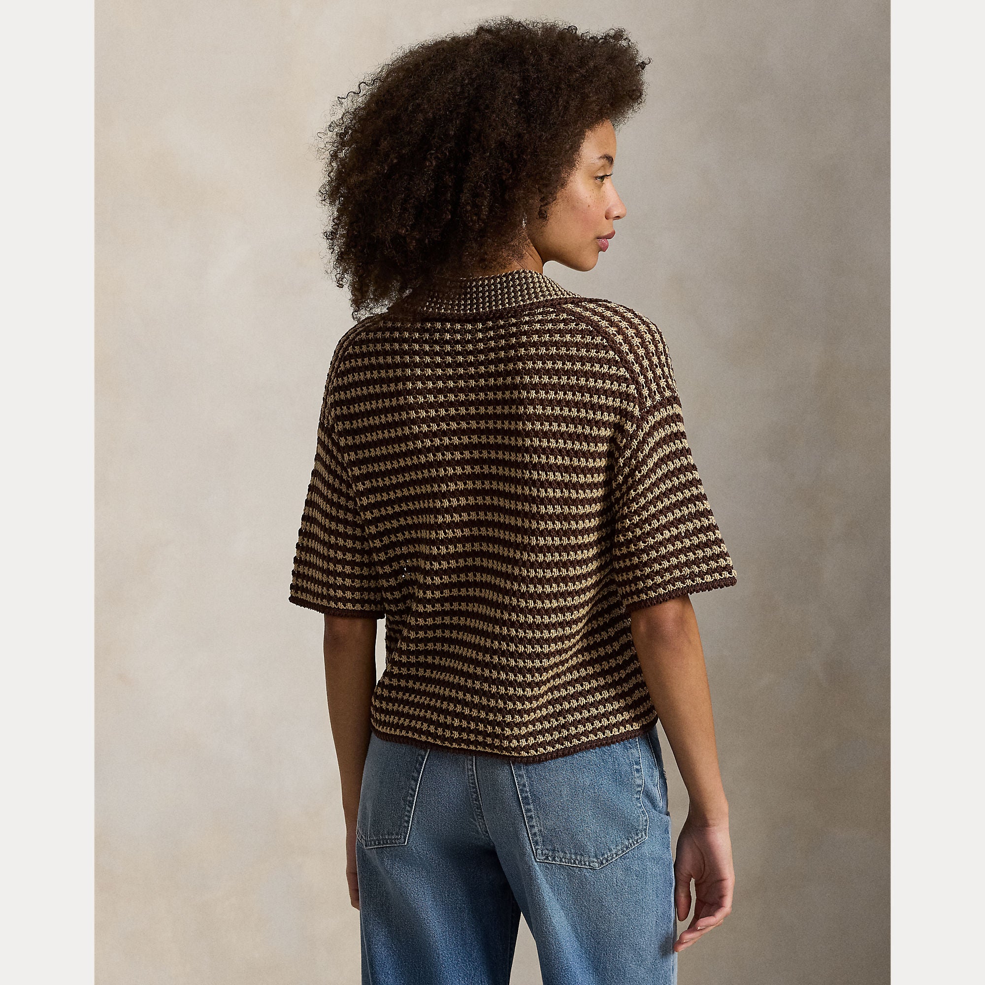 Striped Knit Cotton Polo Shirt - BoUvy