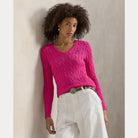 Cable-Knit Cotton V-Neck Sweater - BoUvy