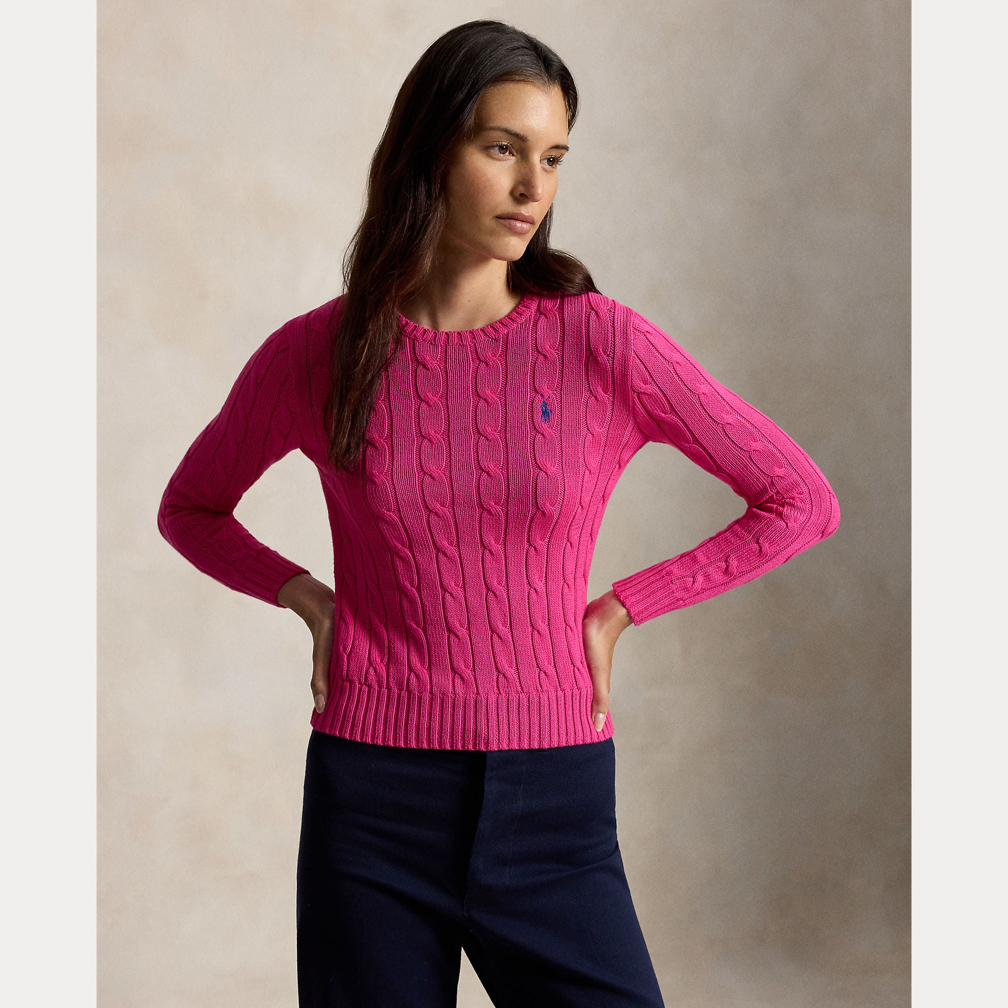 Cable-Knit Cotton Crewneck Sweater - BoUvy