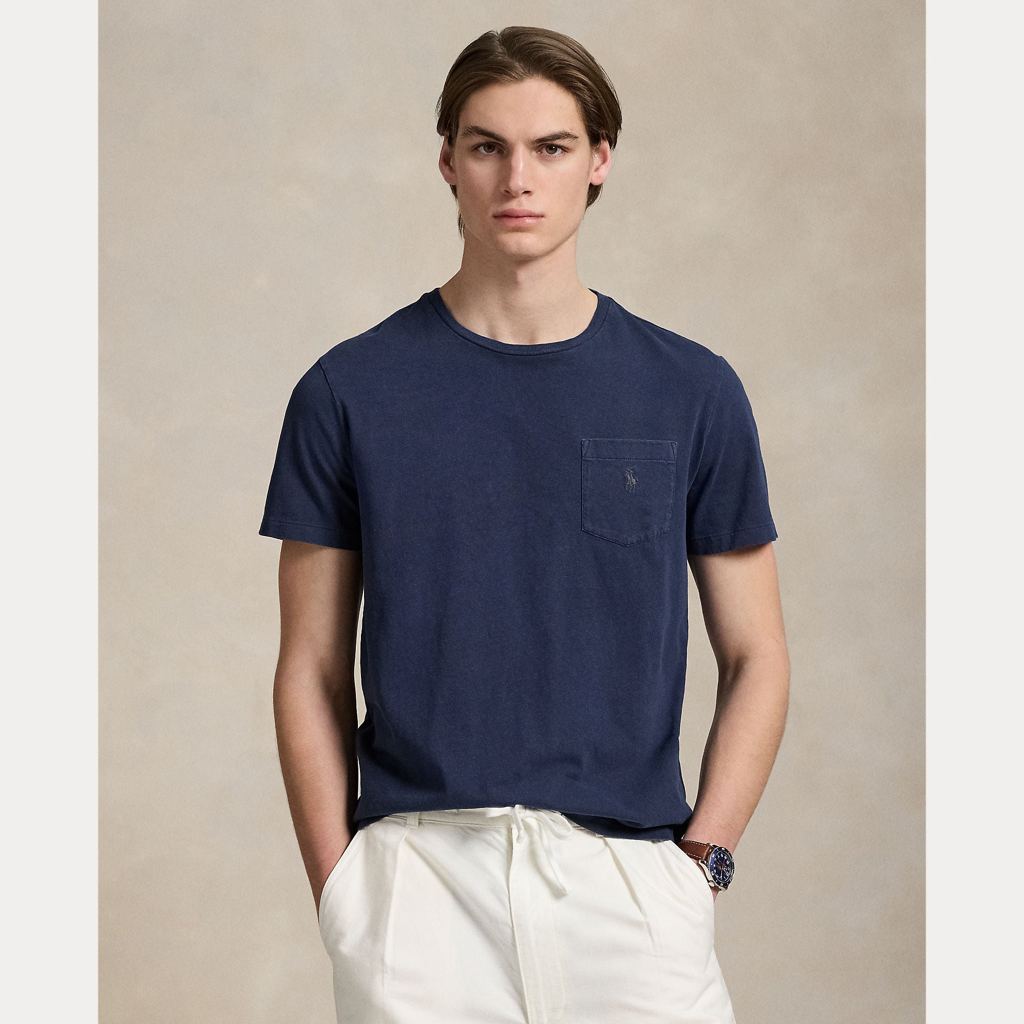 Standard Fit Cotton-Linen Pocket T-Shirt - BoUvy