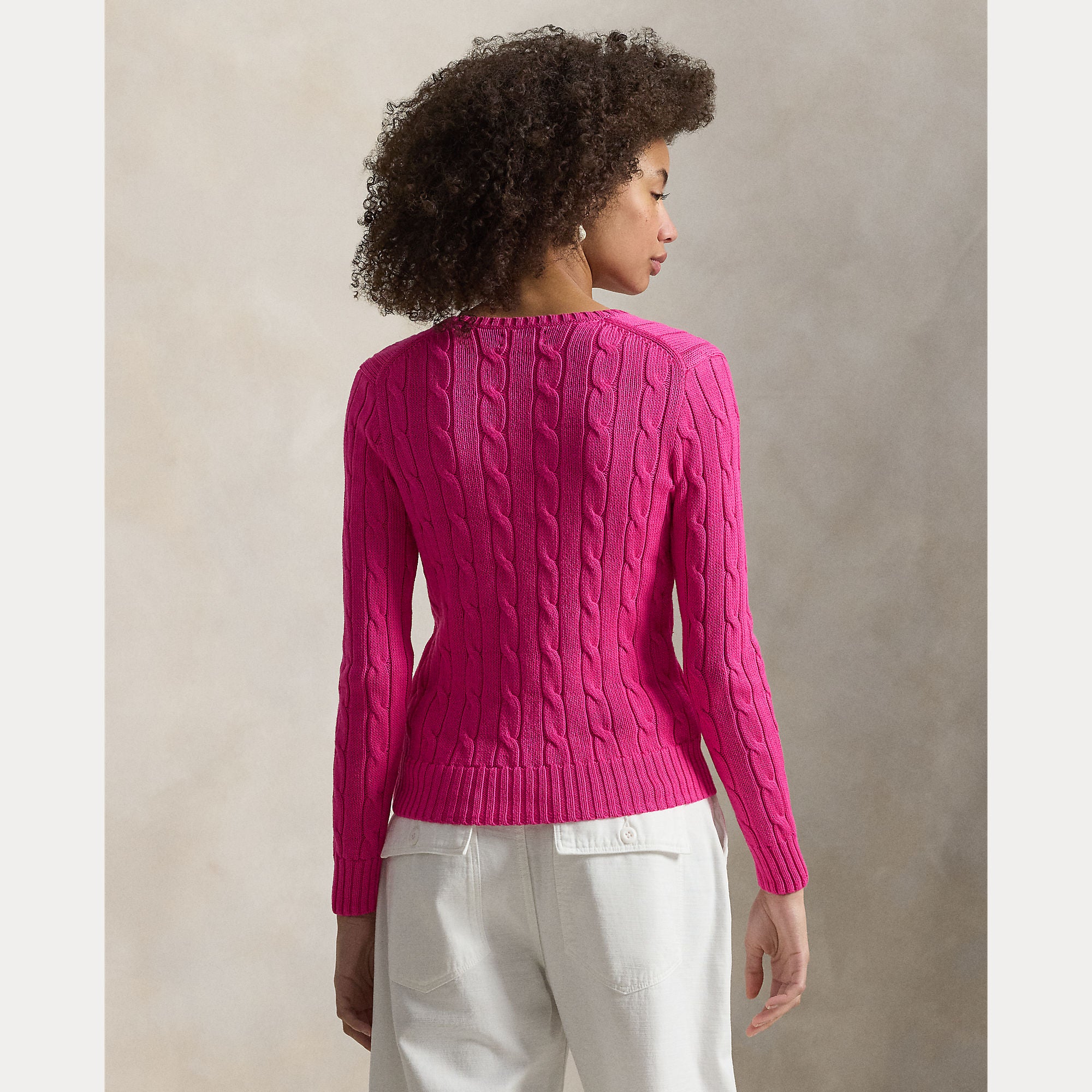 Cable-Knit Cotton V-Neck Sweater - BoUvy