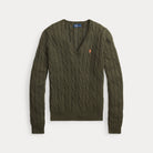 Cable-Knit Cotton V-Neck Sweater - BoUvy