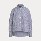 Cropped Boxy Striped Cotton Shirt - BoUvy