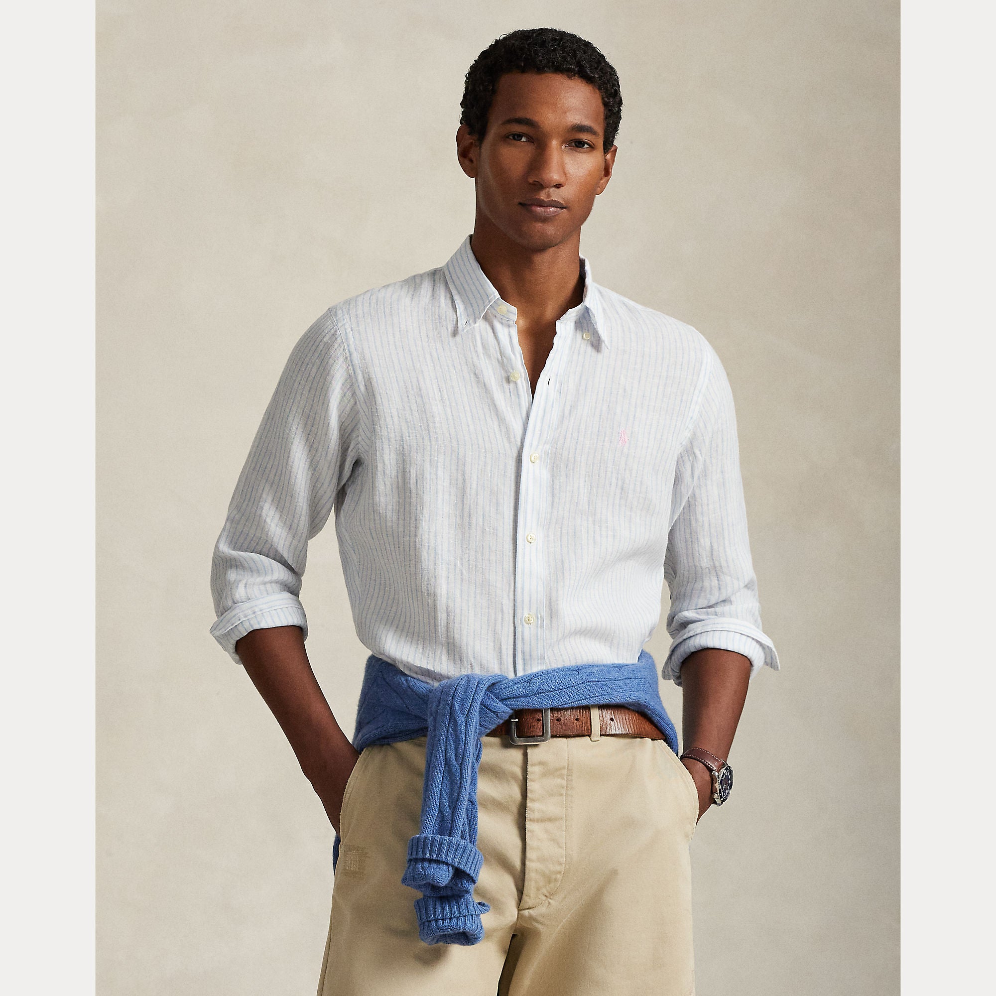 Custom Fit Striped Linen Shirt - BoUvy