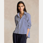 Cropped Boxy Striped Cotton Shirt - BoUvy