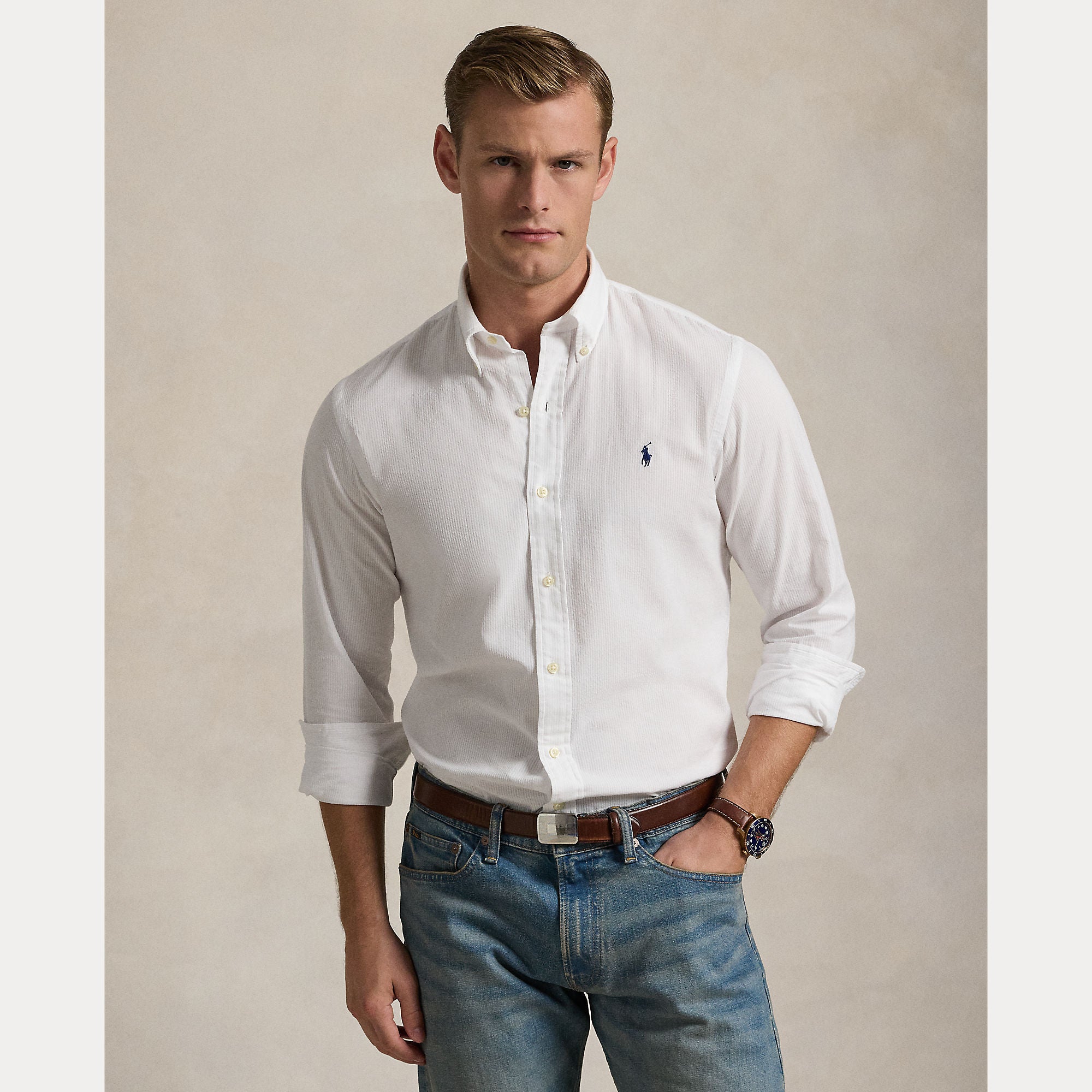 Custom Fit Seersucker Shirt - BoUvy