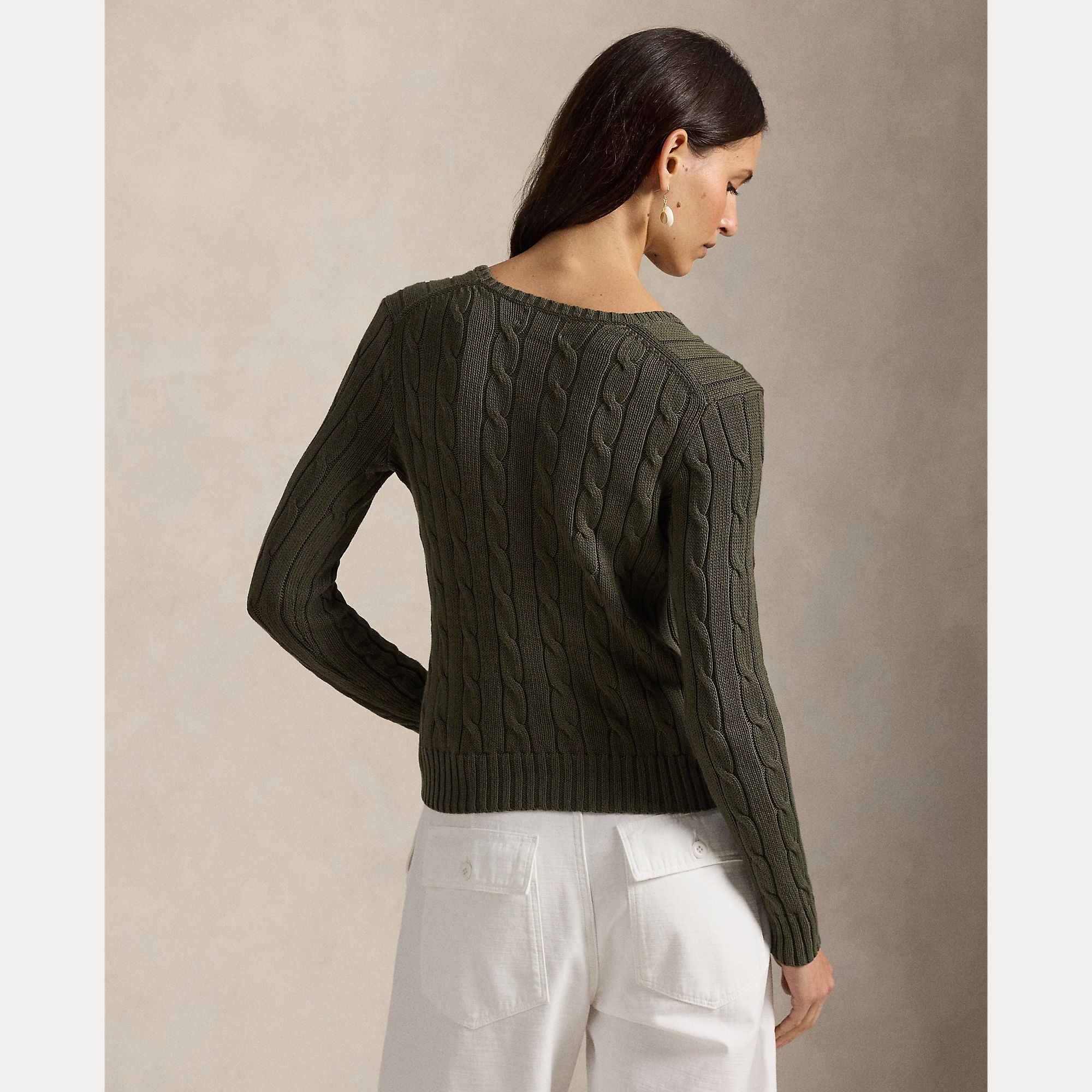Cable-Knit Cotton V-Neck Sweater - BoUvy
