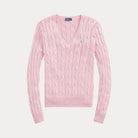 Cable-Knit Cotton V-Neck Sweater - BoUvy