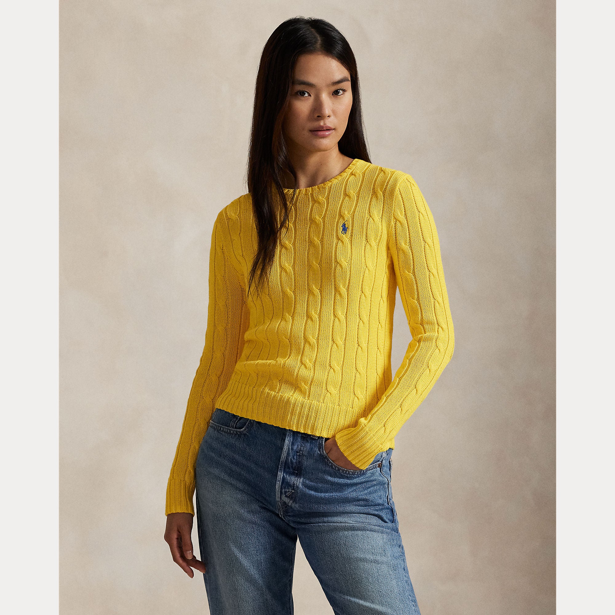 Cable-Knit Cotton Crewneck Sweater - BoUvy