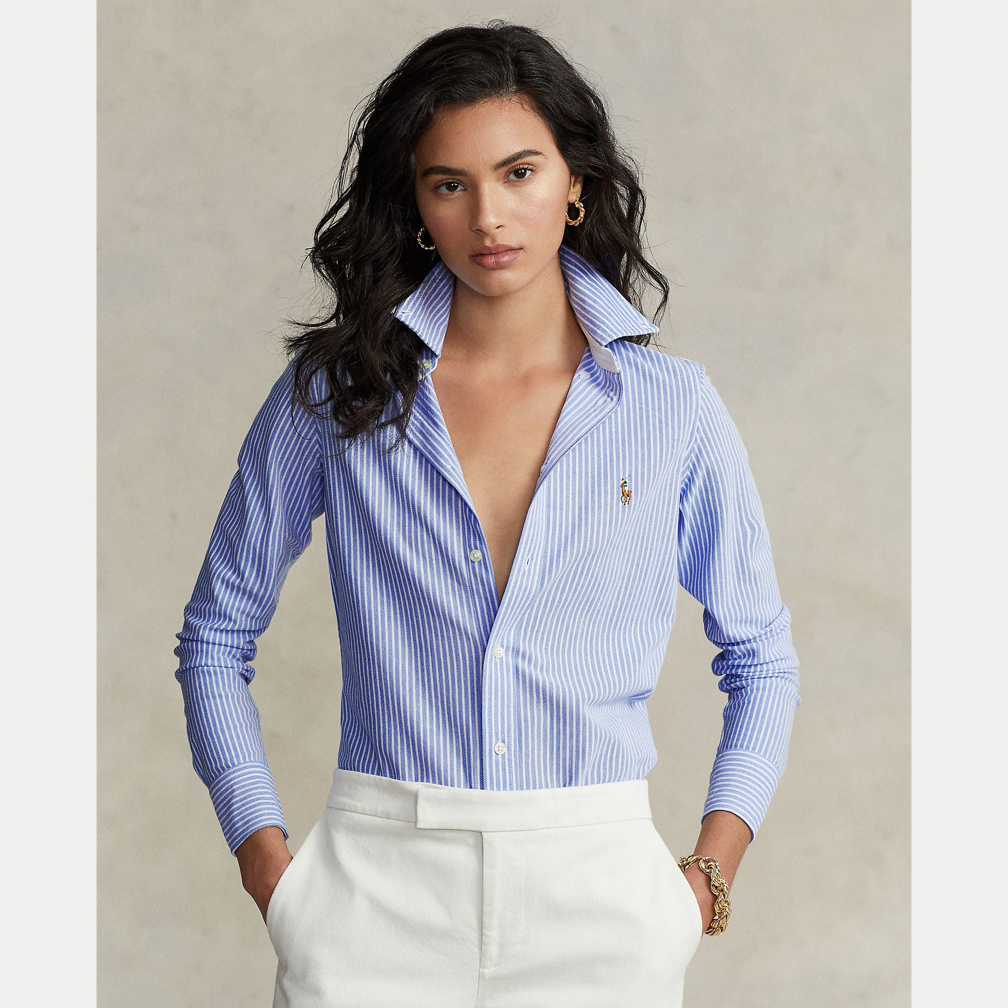 Striped Knit Oxford Shirt - BoUvy