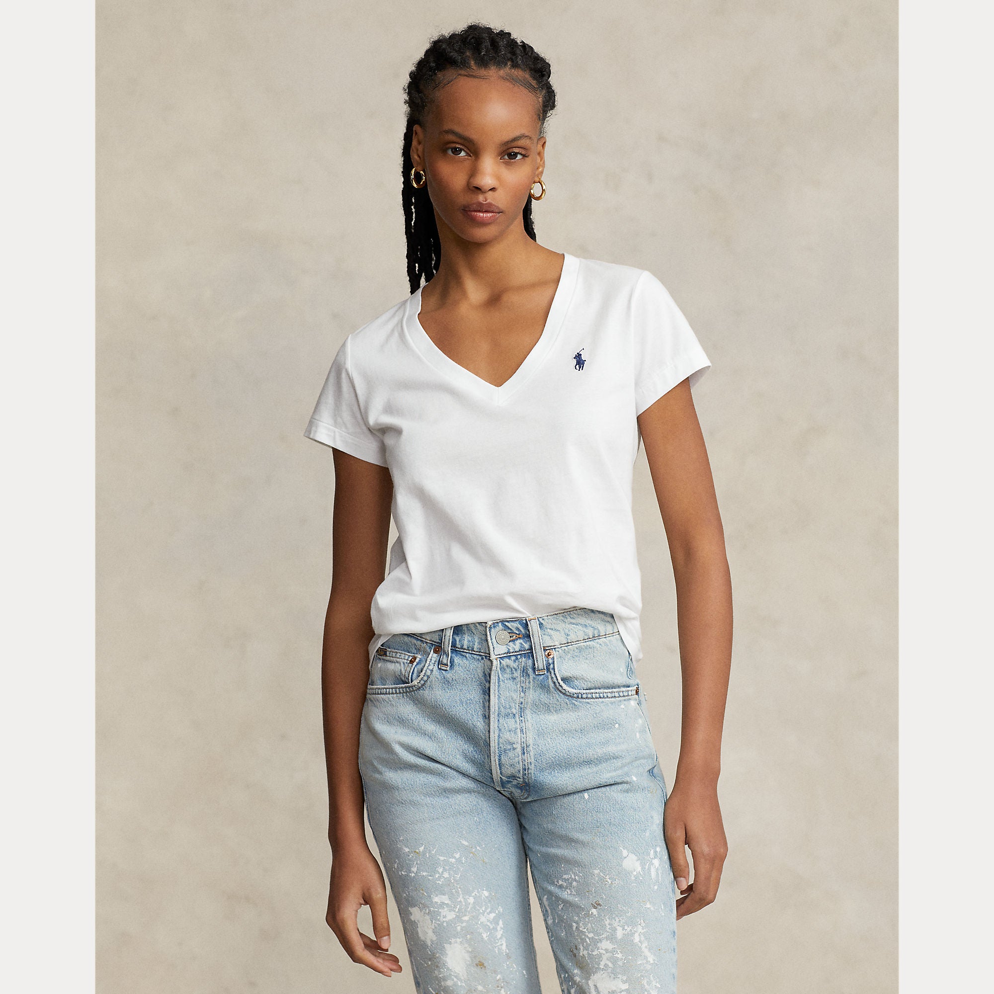 Cotton Jersey V-Neck Tee - BoUvy