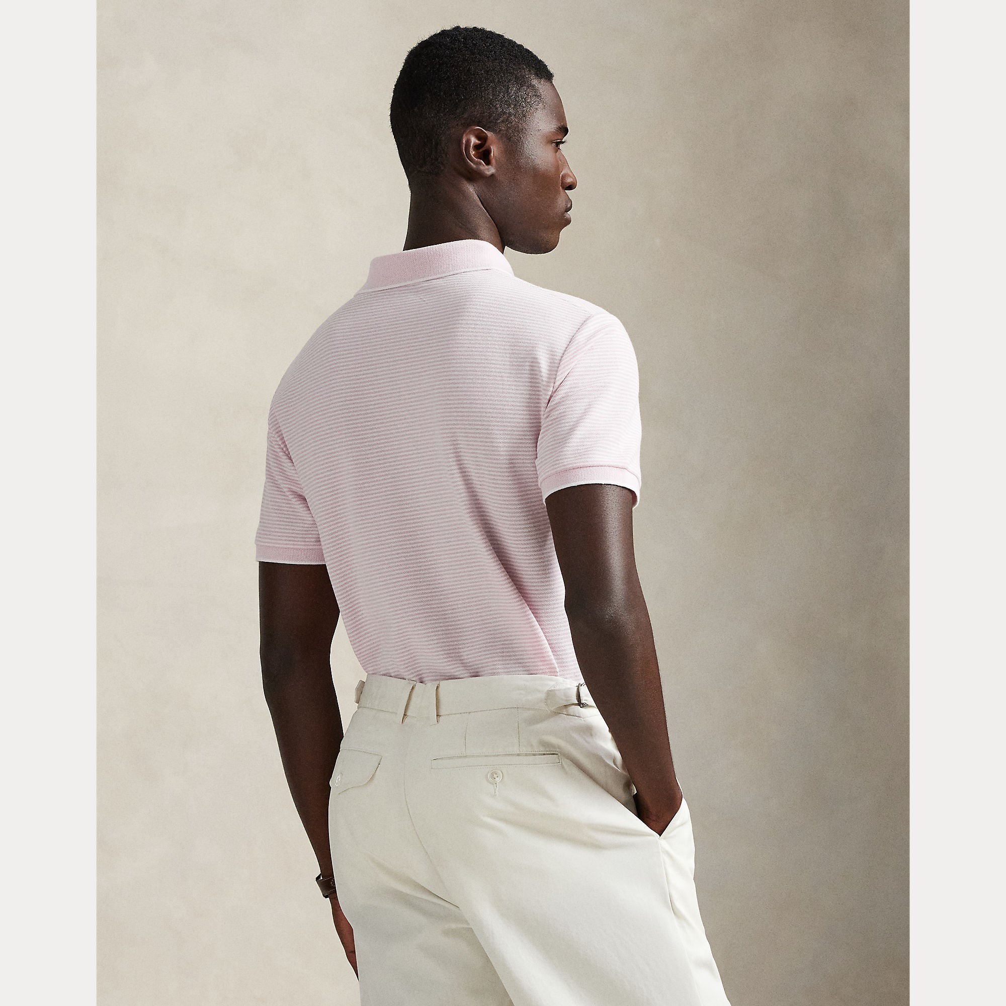 Custom Slim Striped Stretch Mesh Polo - BoUvy