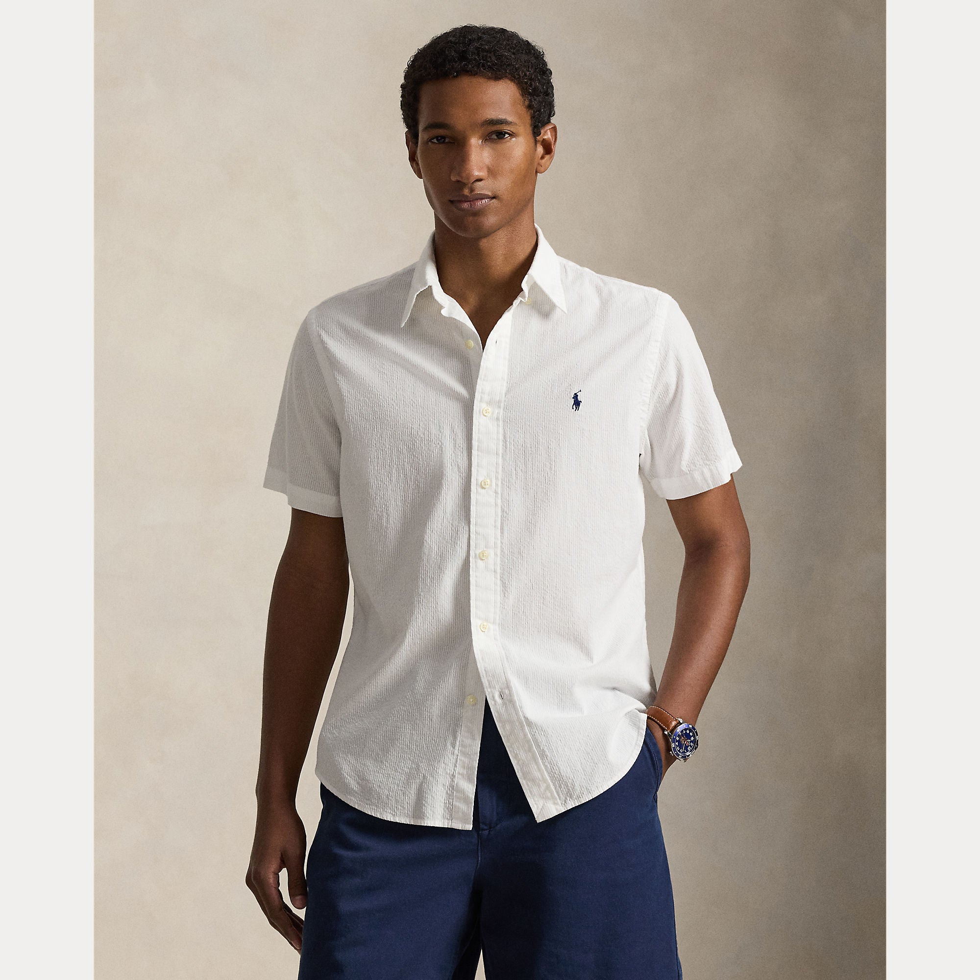 Short-Sleeve Seersucker Shirt - BoUvy