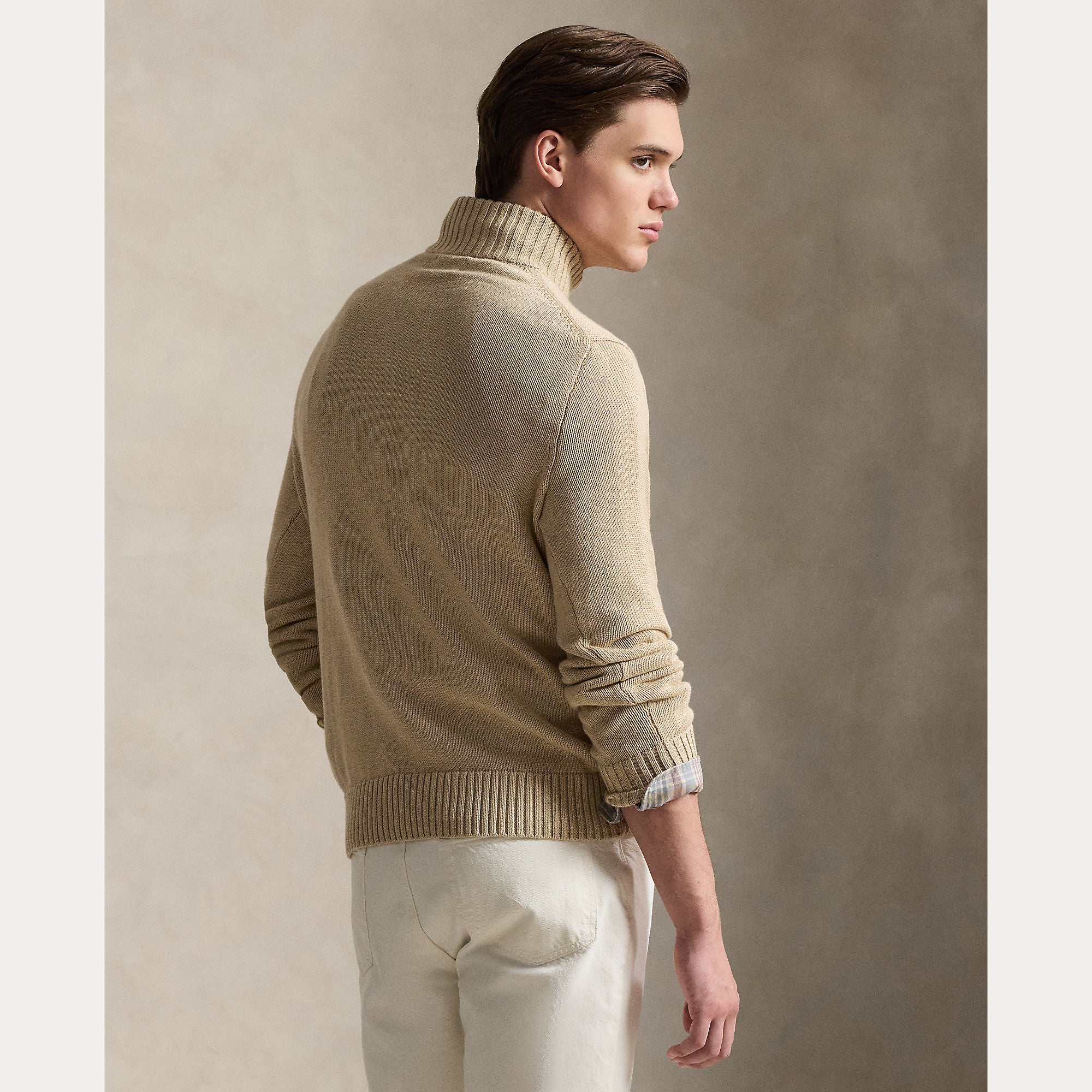 Cotton Quarter-Zip Mockneck Sweater - BoUvy