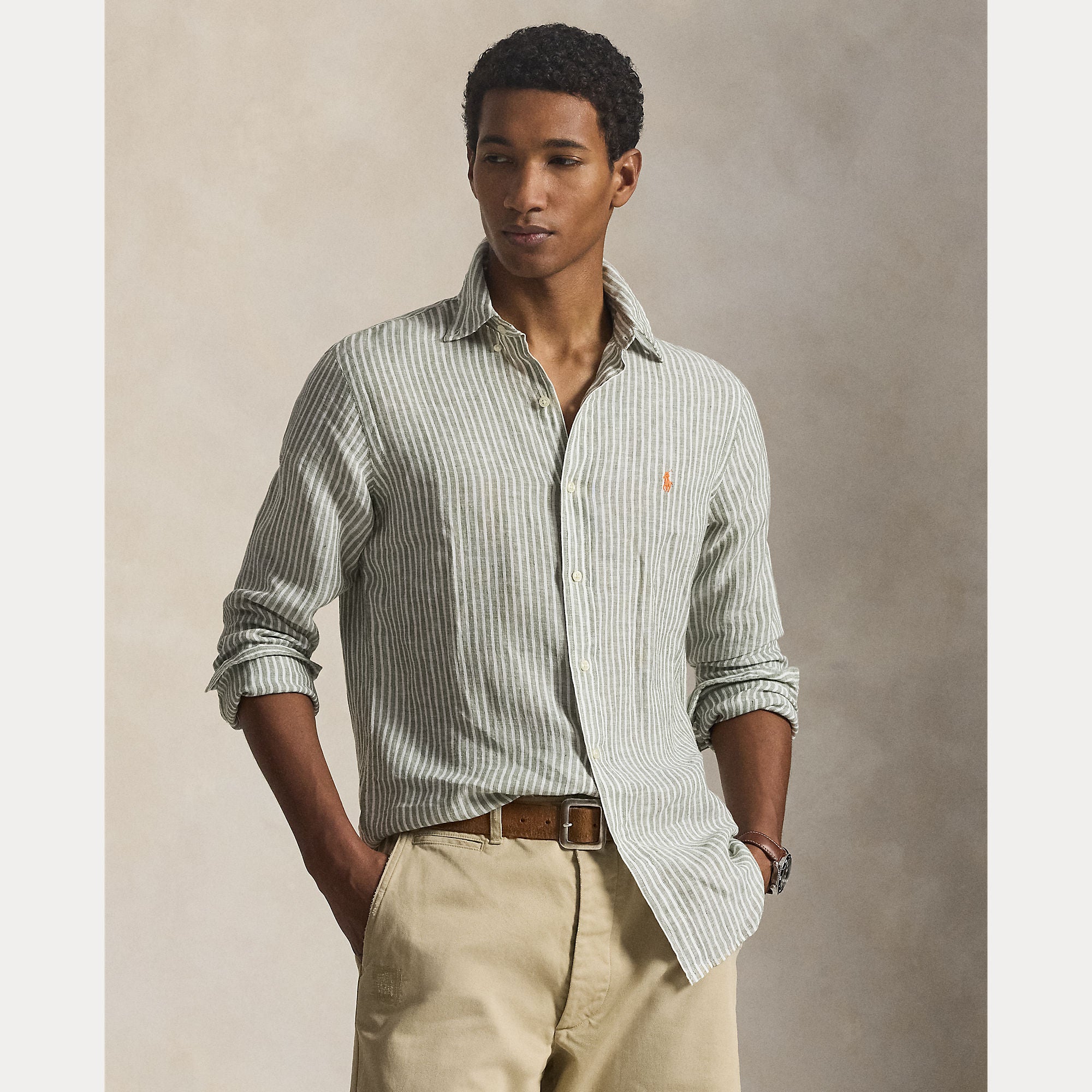 Custom Fit Striped Linen Shirt - BoUvy