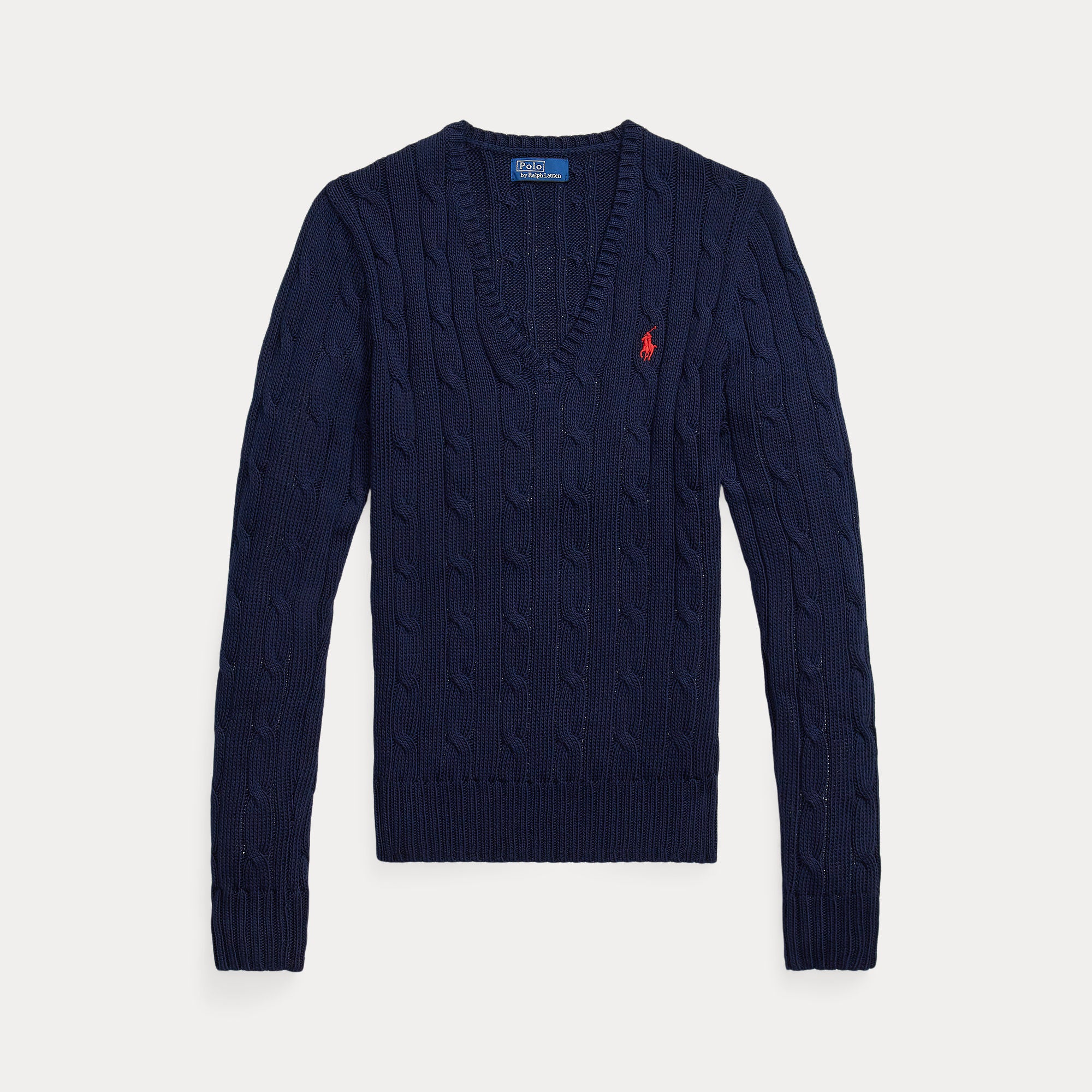 Cable-Knit Cotton V-Neck Sweater - BoUvy