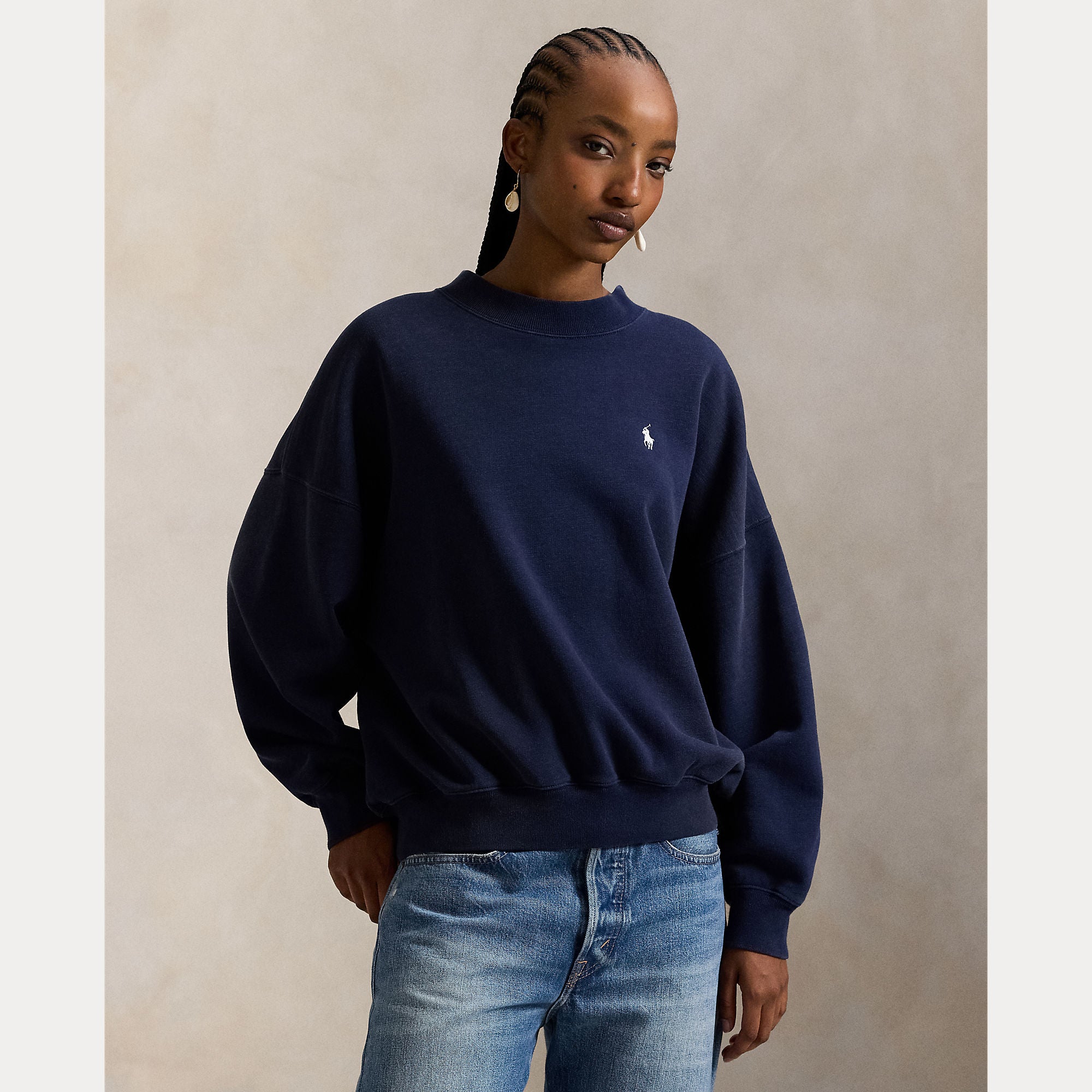 Oversize Back-Logo Fleece Crewneck - BoUvy