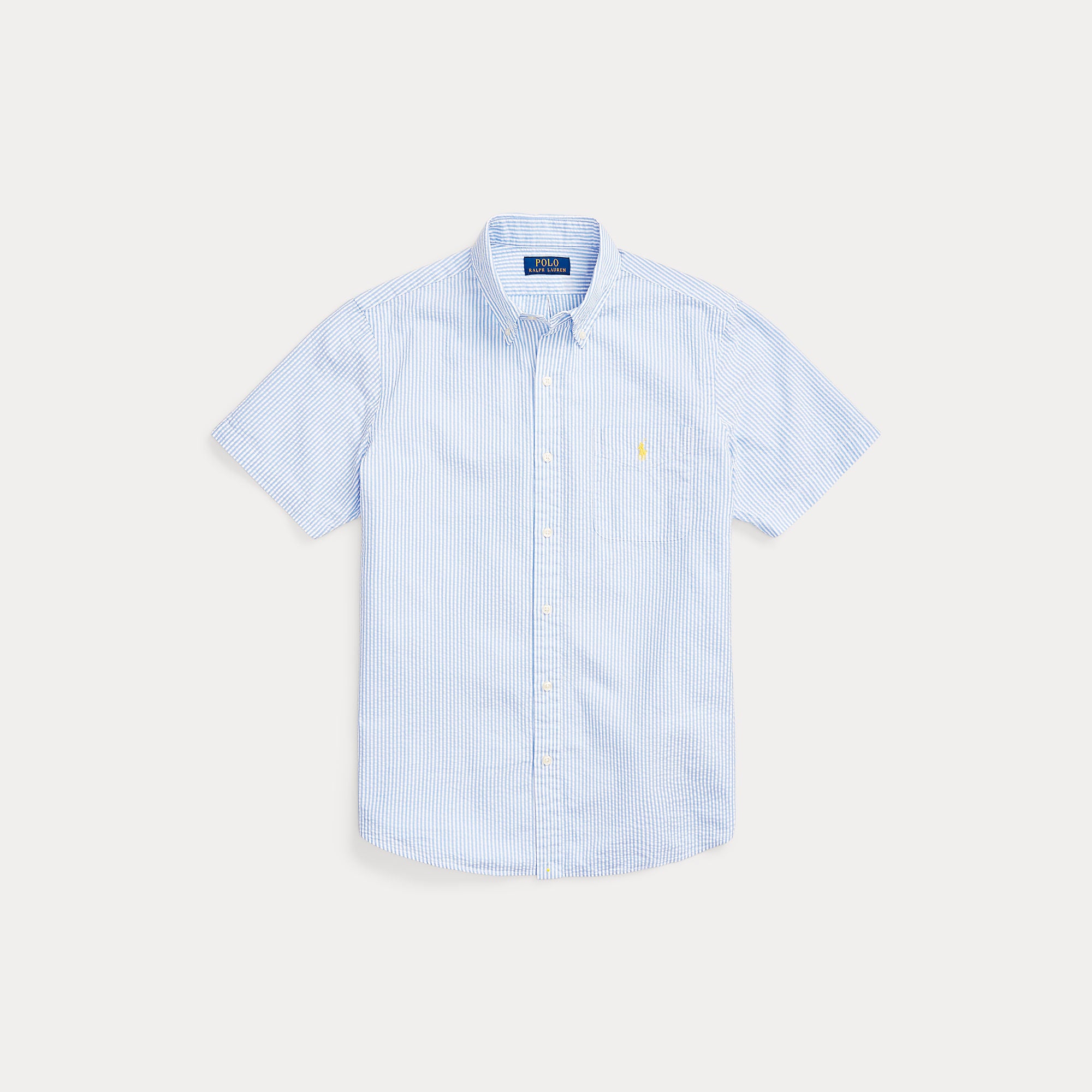 Short-Sleeve Striped Seersucker Shirt - BoUvy