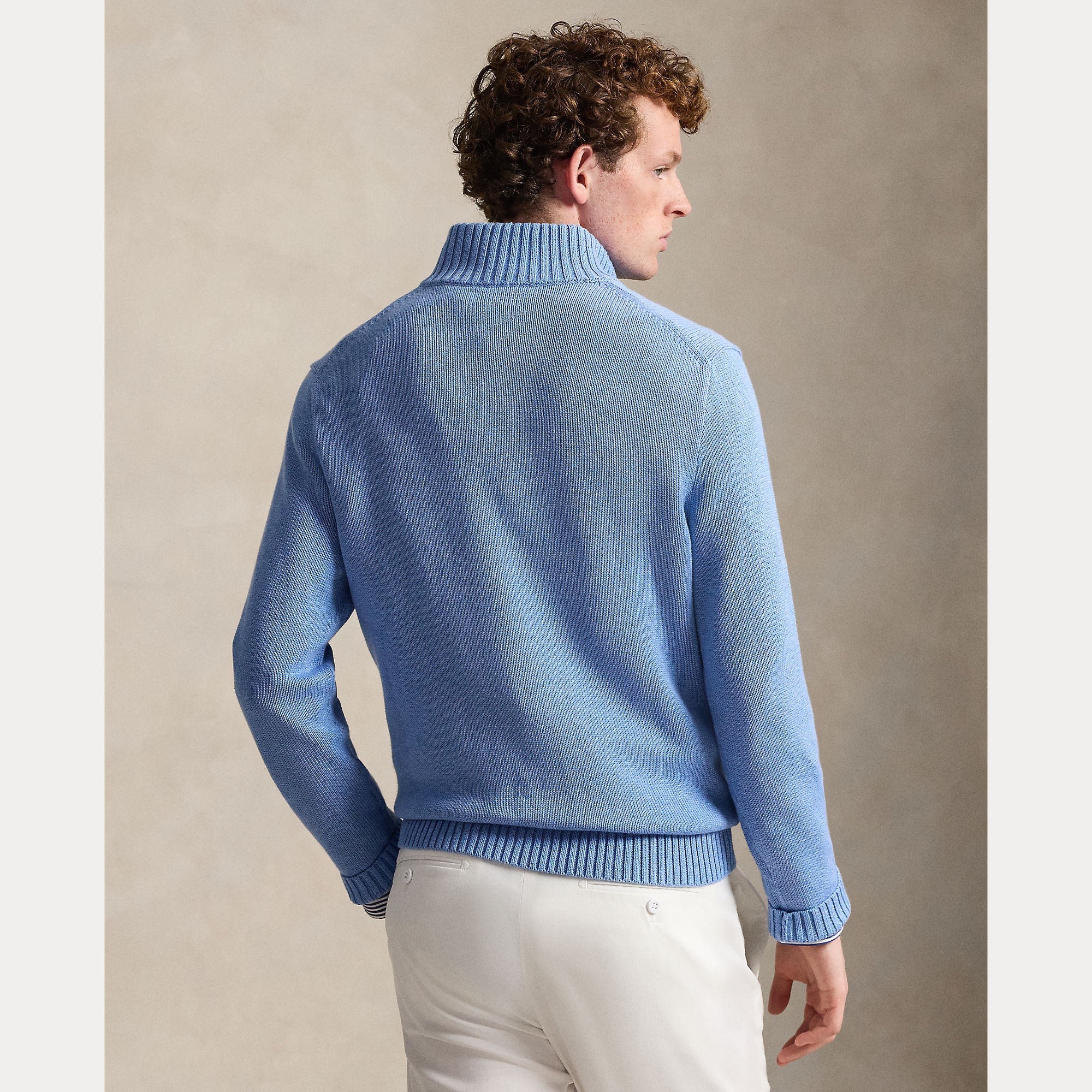 Cotton Quarter-Zip Mockneck Sweater - BoUvy