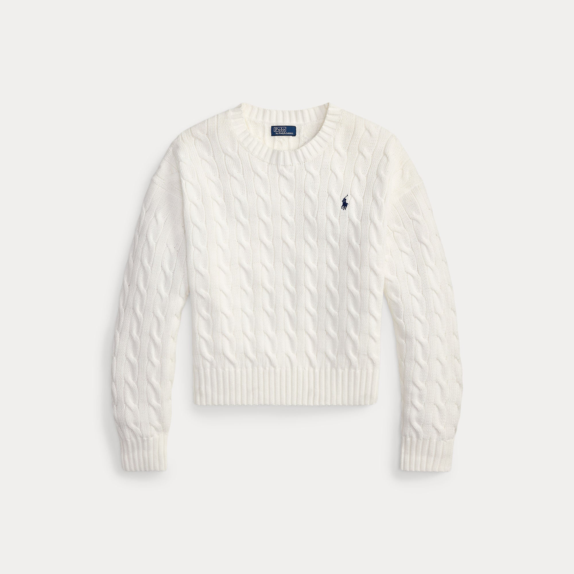 Oversize Cable-Knit Cotton Crewneck Sweater - BoUvy