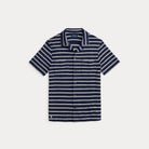 Striped Pointelle-Ribbed Camp Shirt - BoUvy