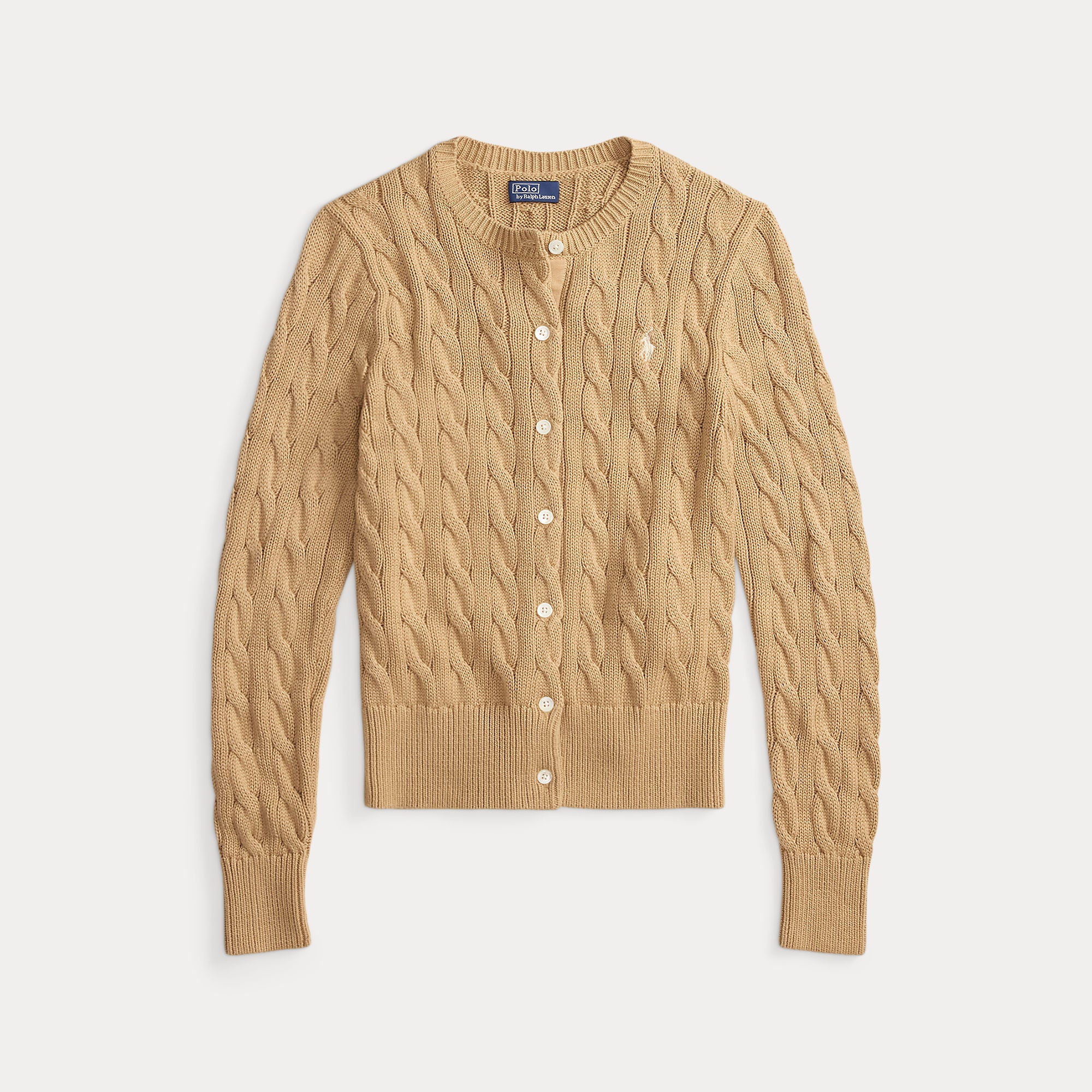 Cable-Knit Cotton Crewneck Cardigan - BoUvy