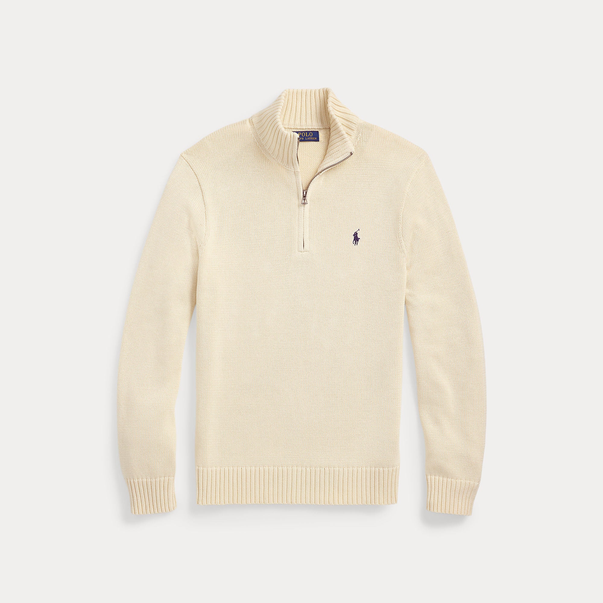Cotton Quarter-Zip Mockneck Sweater - BoUvy