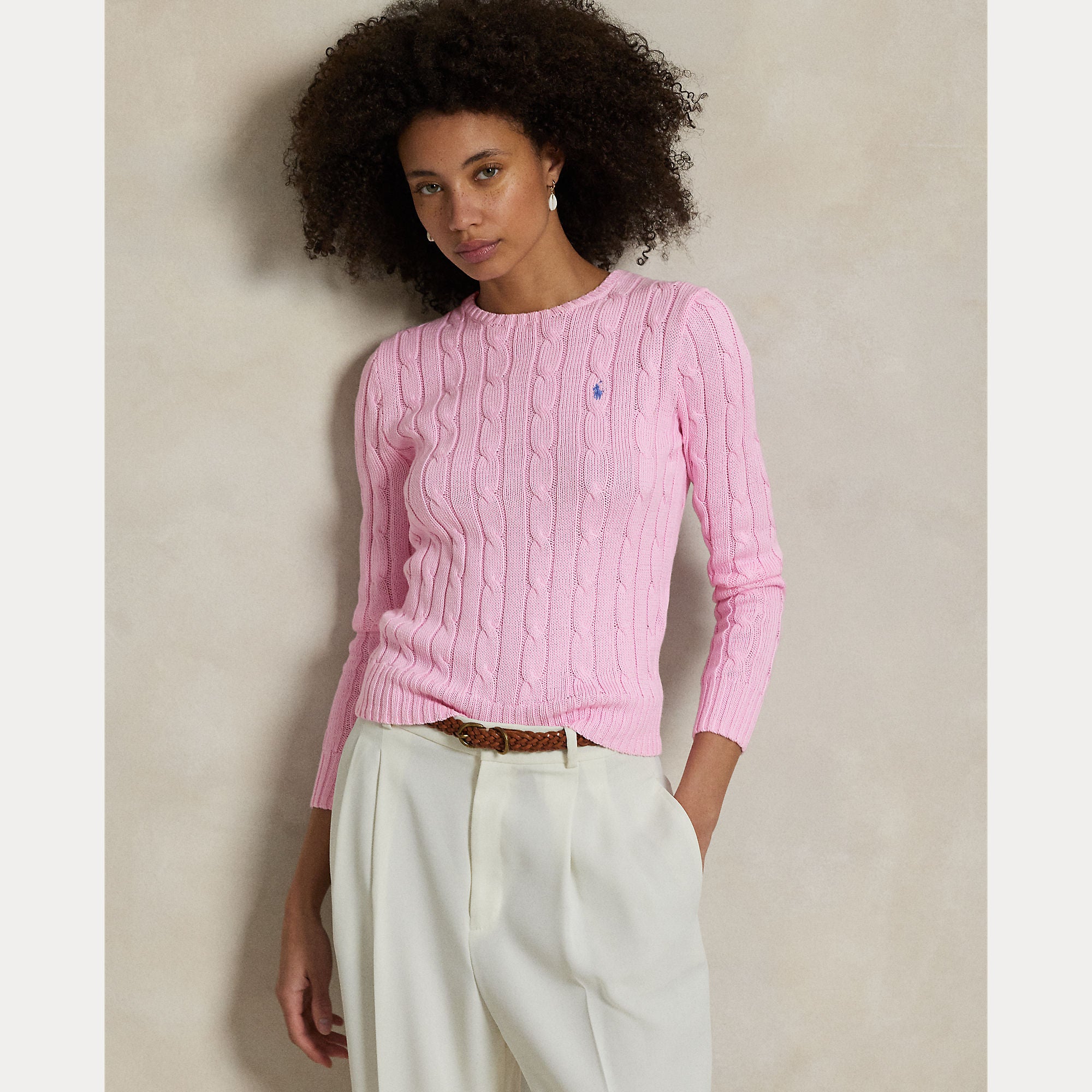 Cable-Knit Cotton Crewneck Sweater - BoUvy