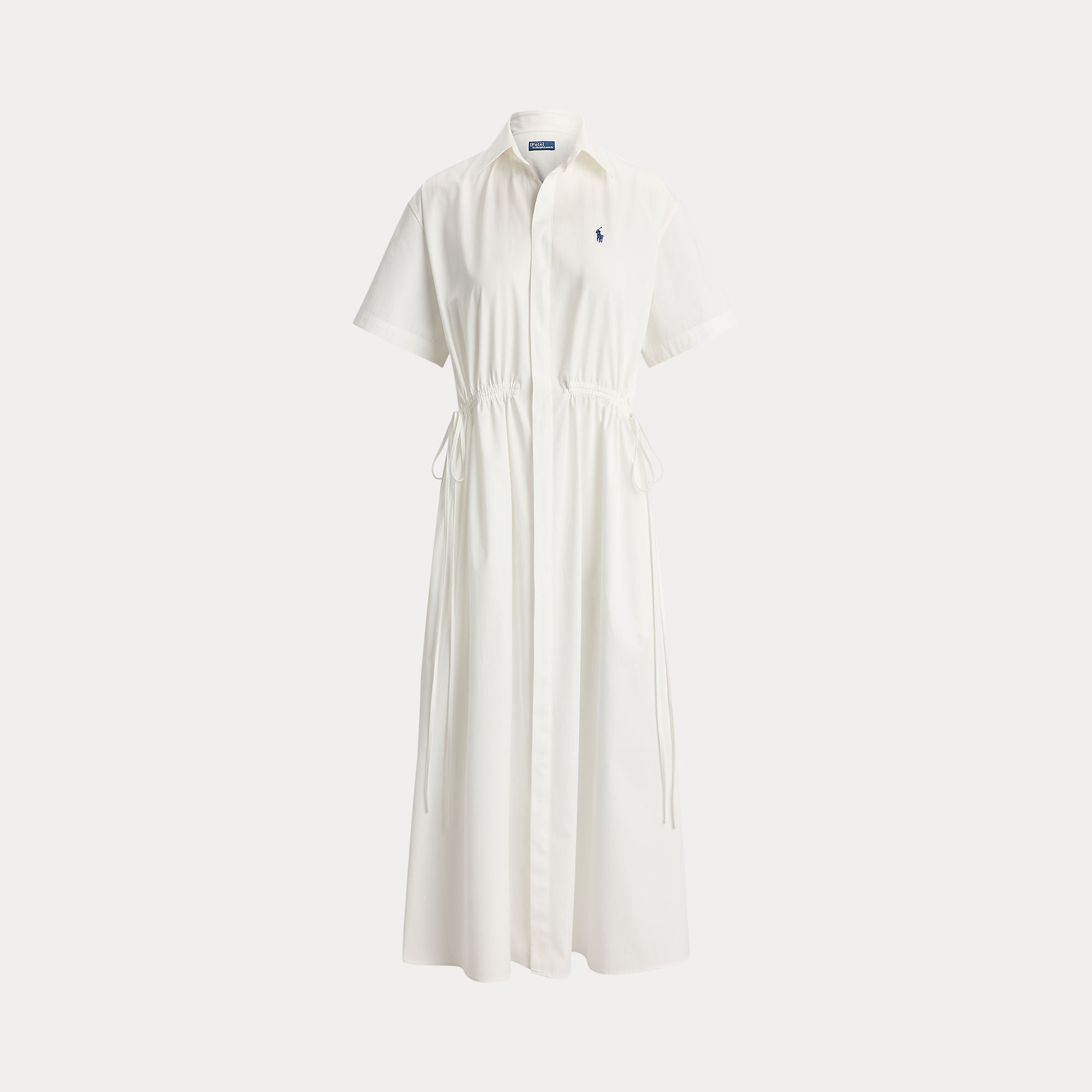 Cotton Drawcord Maxi Shirtdress - BoUvy