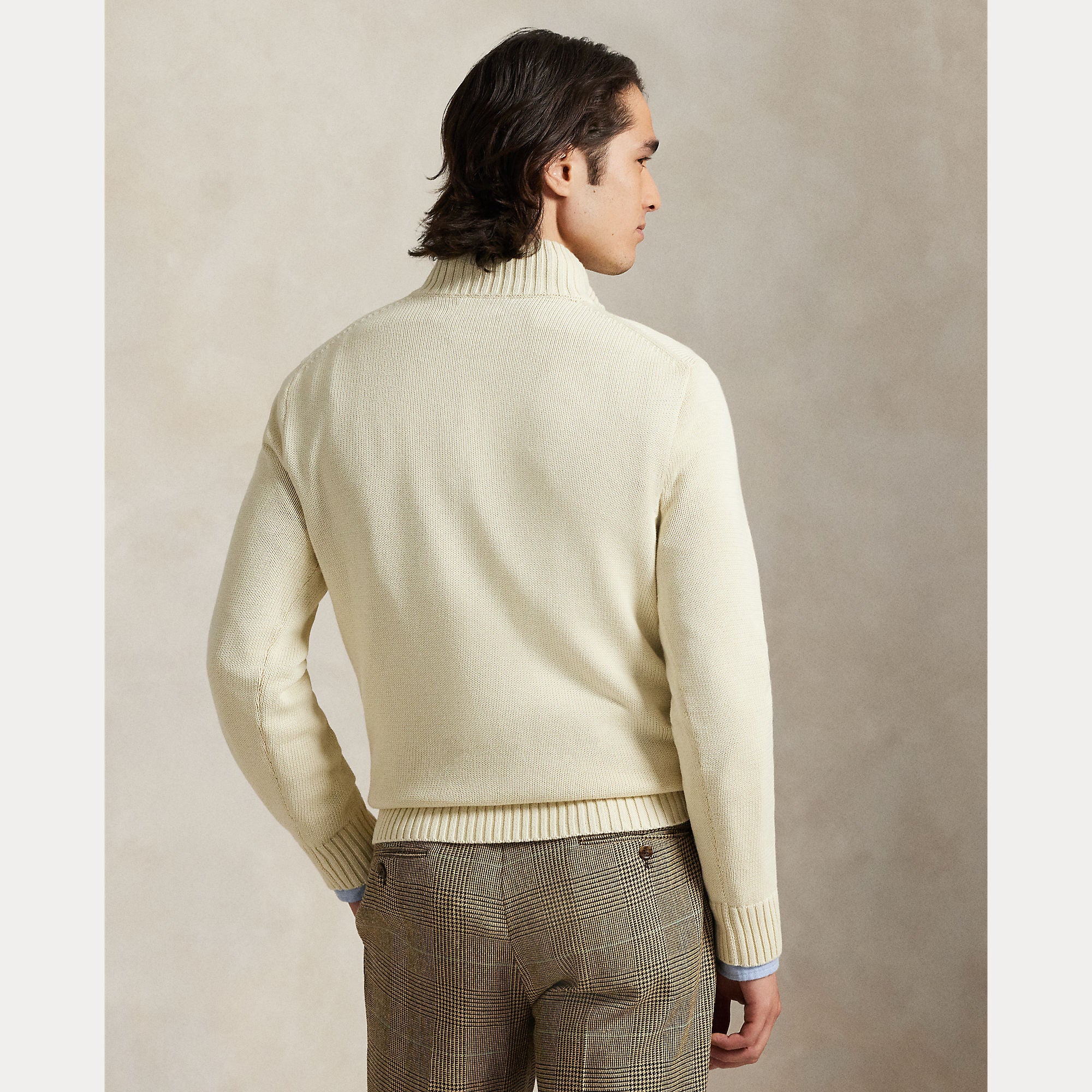 Cotton Quarter-Zip Mockneck Sweater - BoUvy