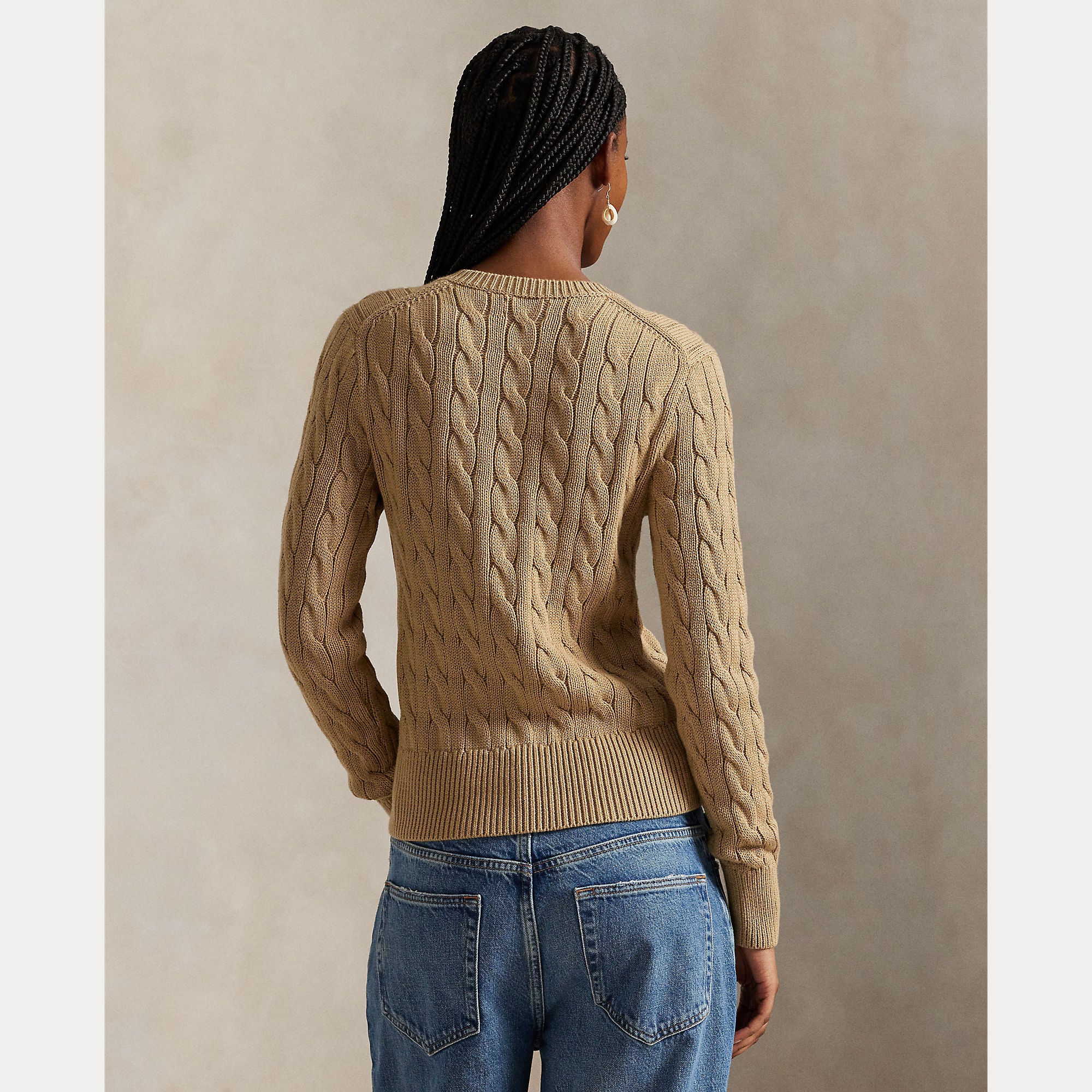 Cable-Knit Cotton Crewneck Cardigan - BoUvy