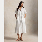 Cotton Drawcord Maxi Shirtdress - BoUvy