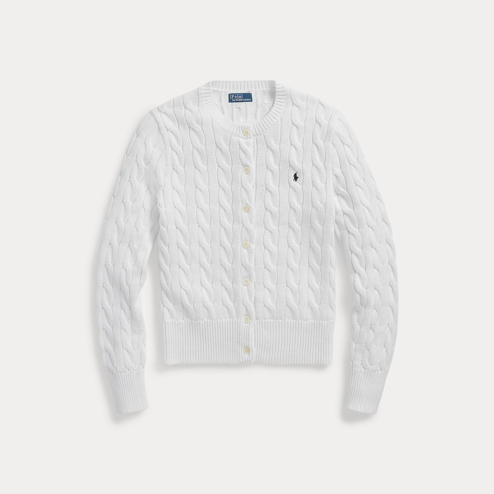 Cable-Knit Cotton Crewneck Cardigan - BoUvy