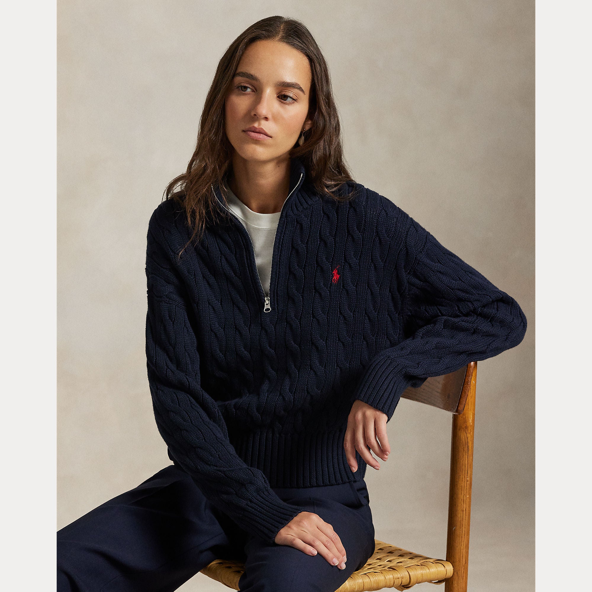 Cable-Knit Cotton Quarter-Zip Sweater - BoUvy