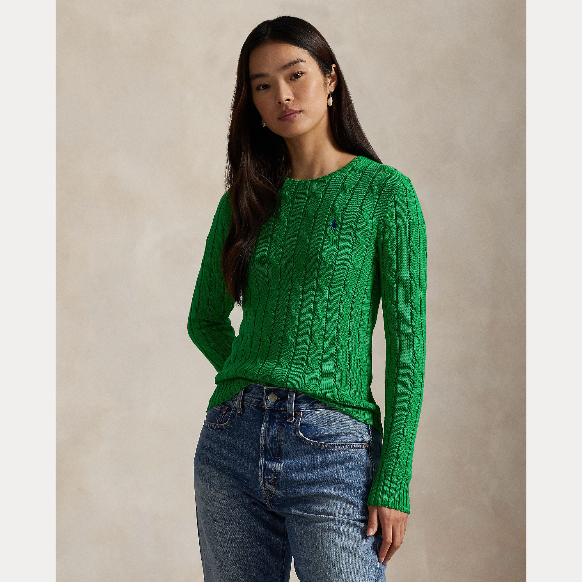 Cable-Knit Cotton Crewneck Sweater - BoUvy