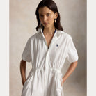Cotton Drawcord Maxi Shirtdress - BoUvy