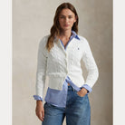 Cable-Knit Cotton Crewneck Cardigan - BoUvy