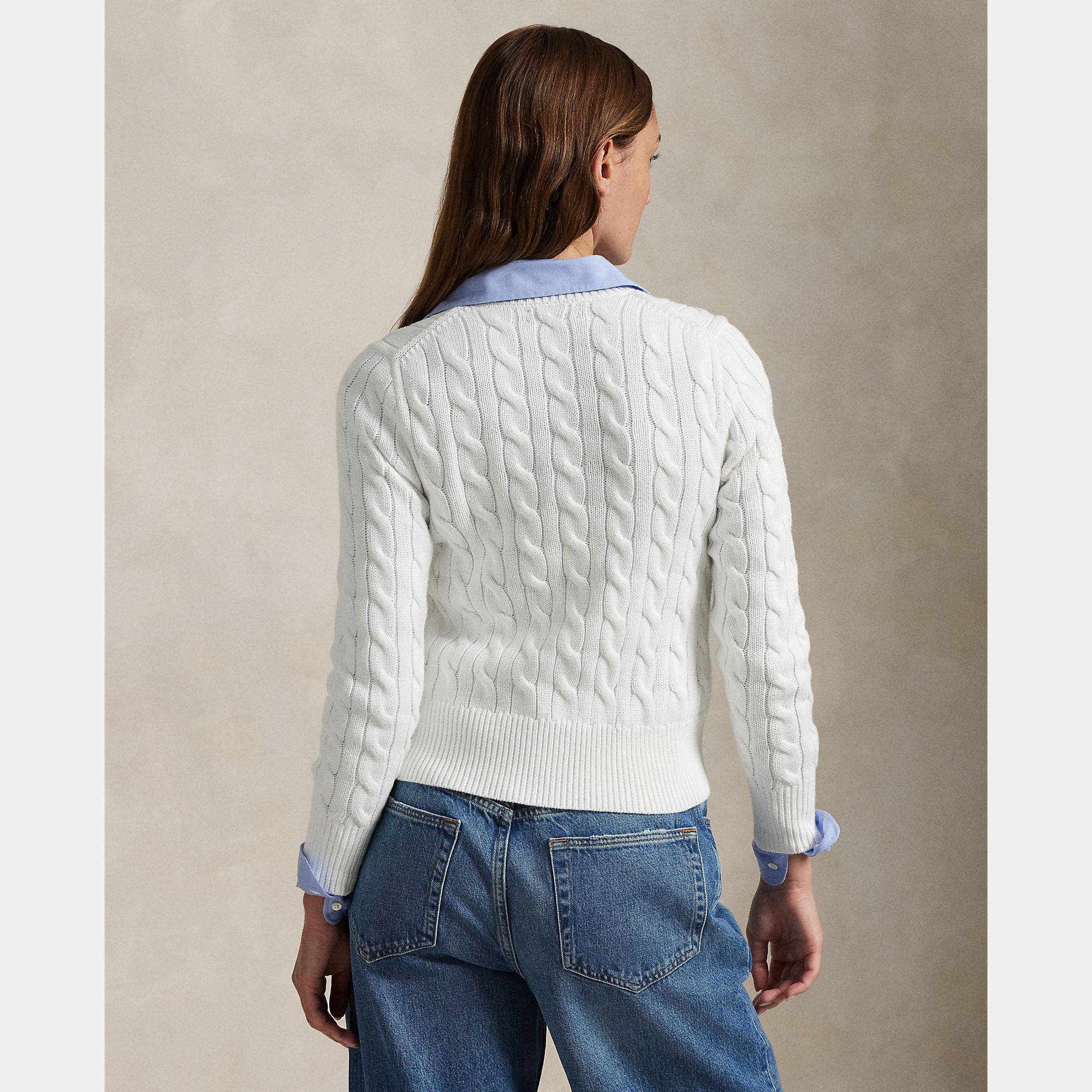 Cable-Knit Cotton Crewneck Cardigan - BoUvy