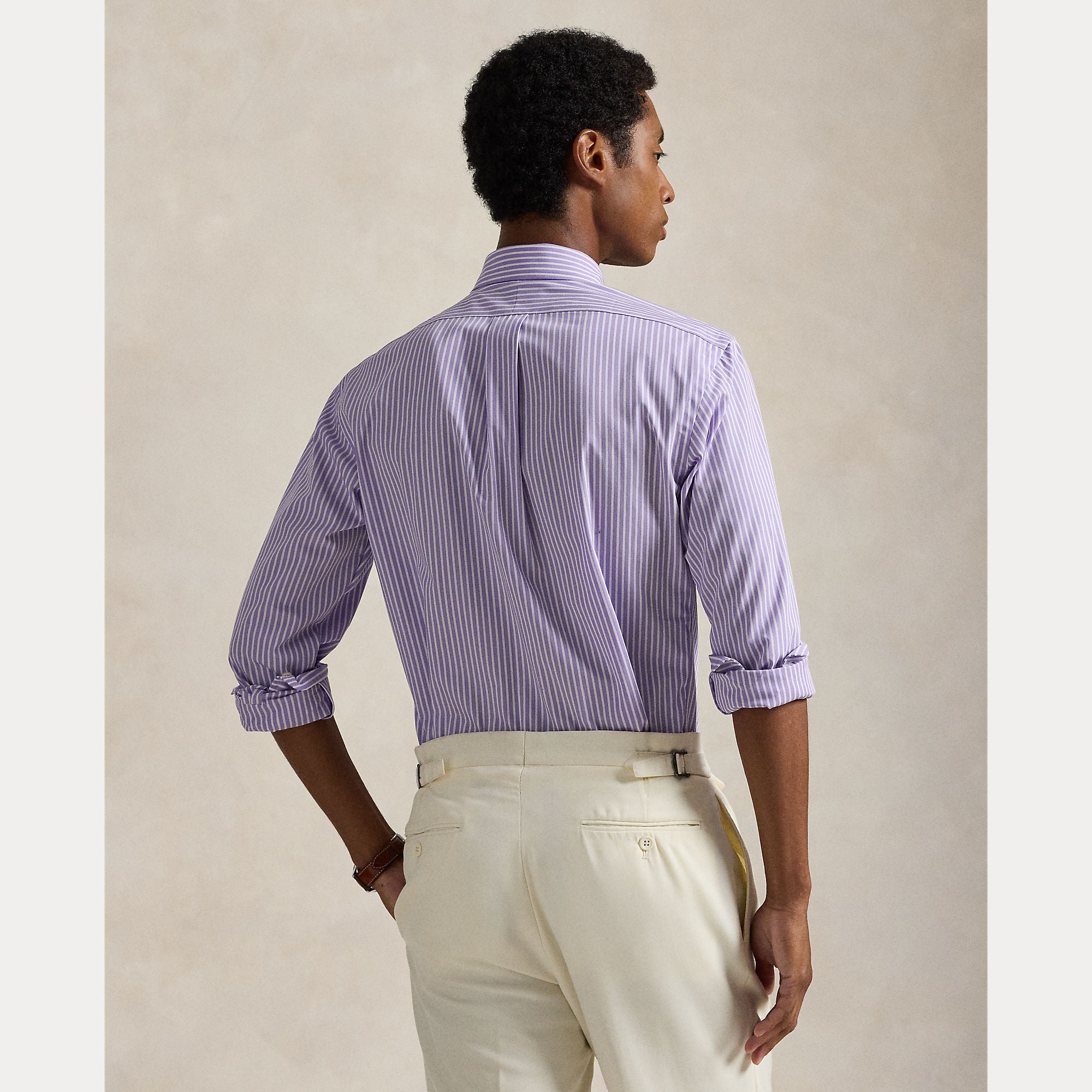 CUSTOM FIT STRIPED STRETCH POPLIN SHIRT - BoUvy